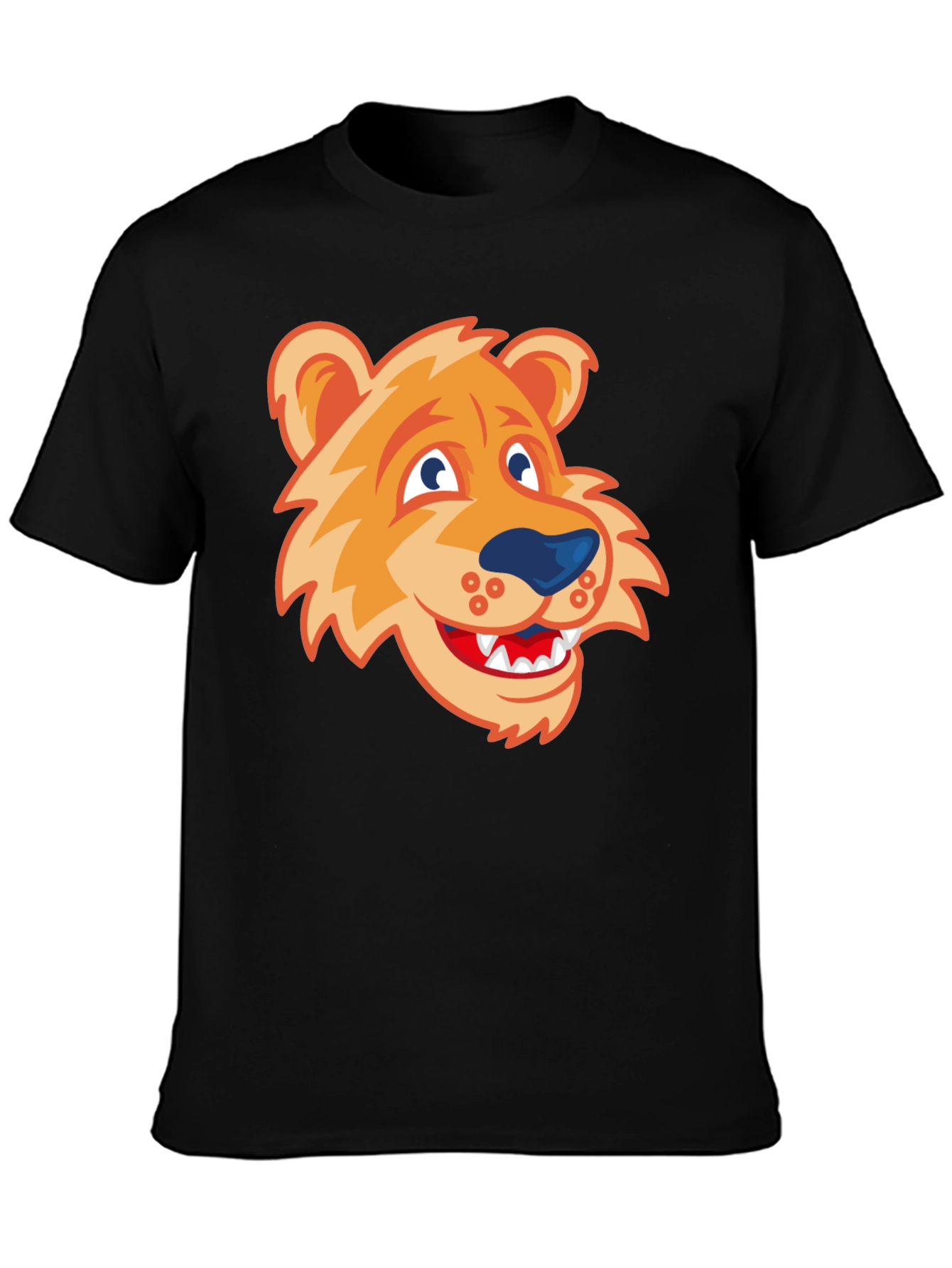 Cartoon Lion Graphic Tee - Black