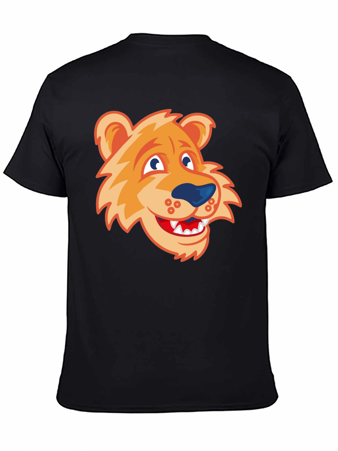 Cartoon Lion Graphic Tee - Black