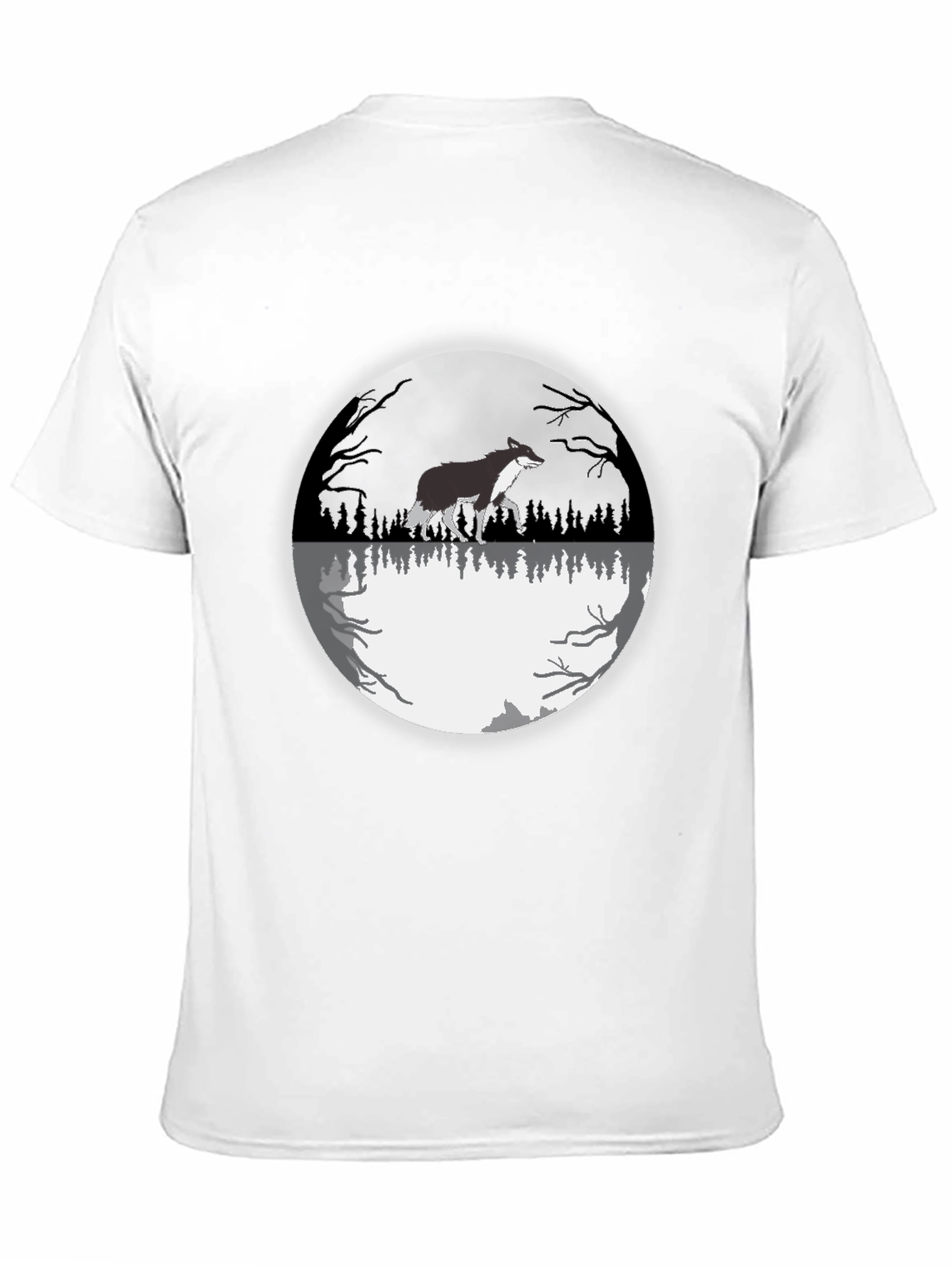 Wolf Moon Reflection Graphic Tee - Black