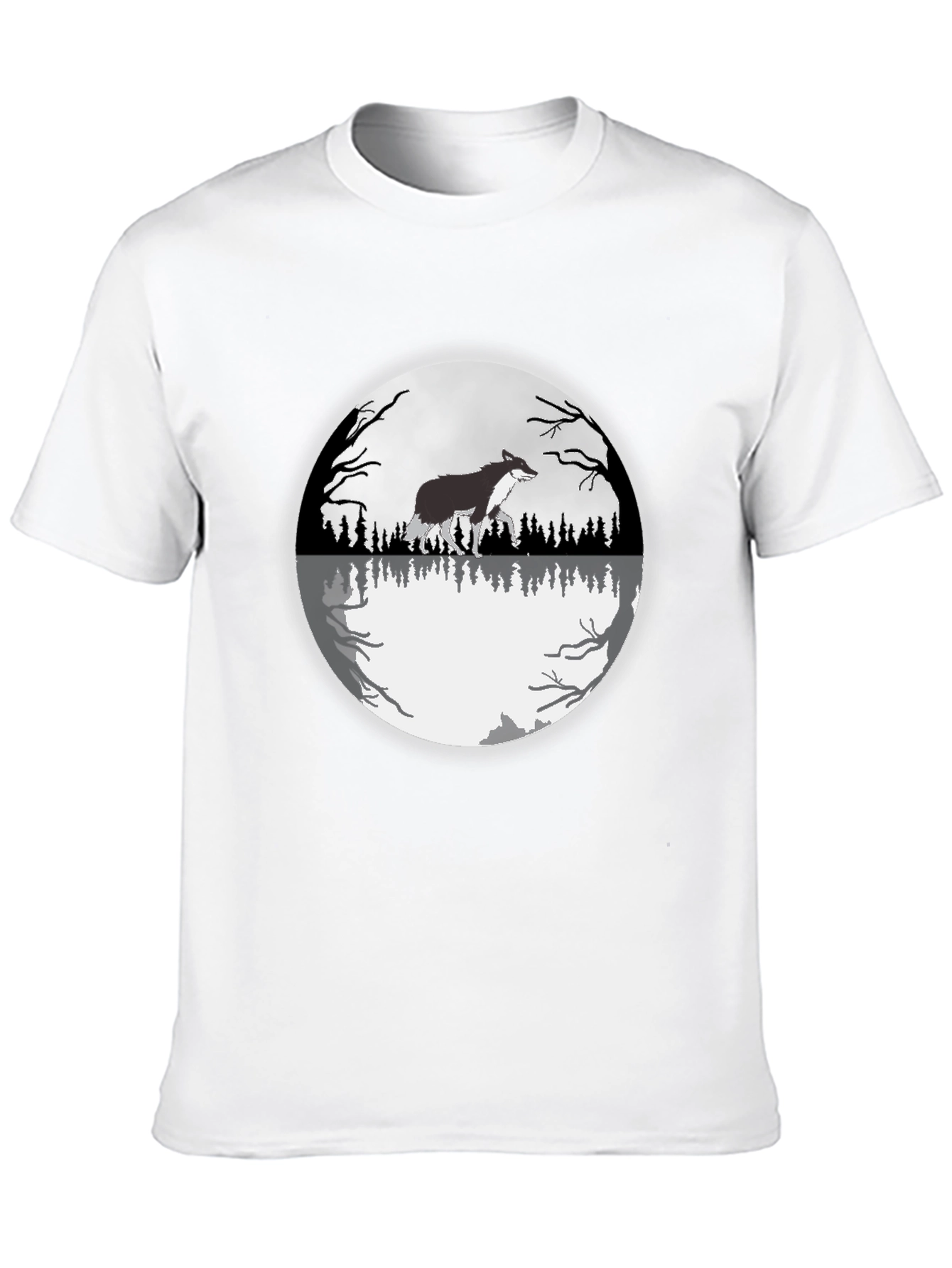 Wolf Moon Reflection Graphic Tee - Black
