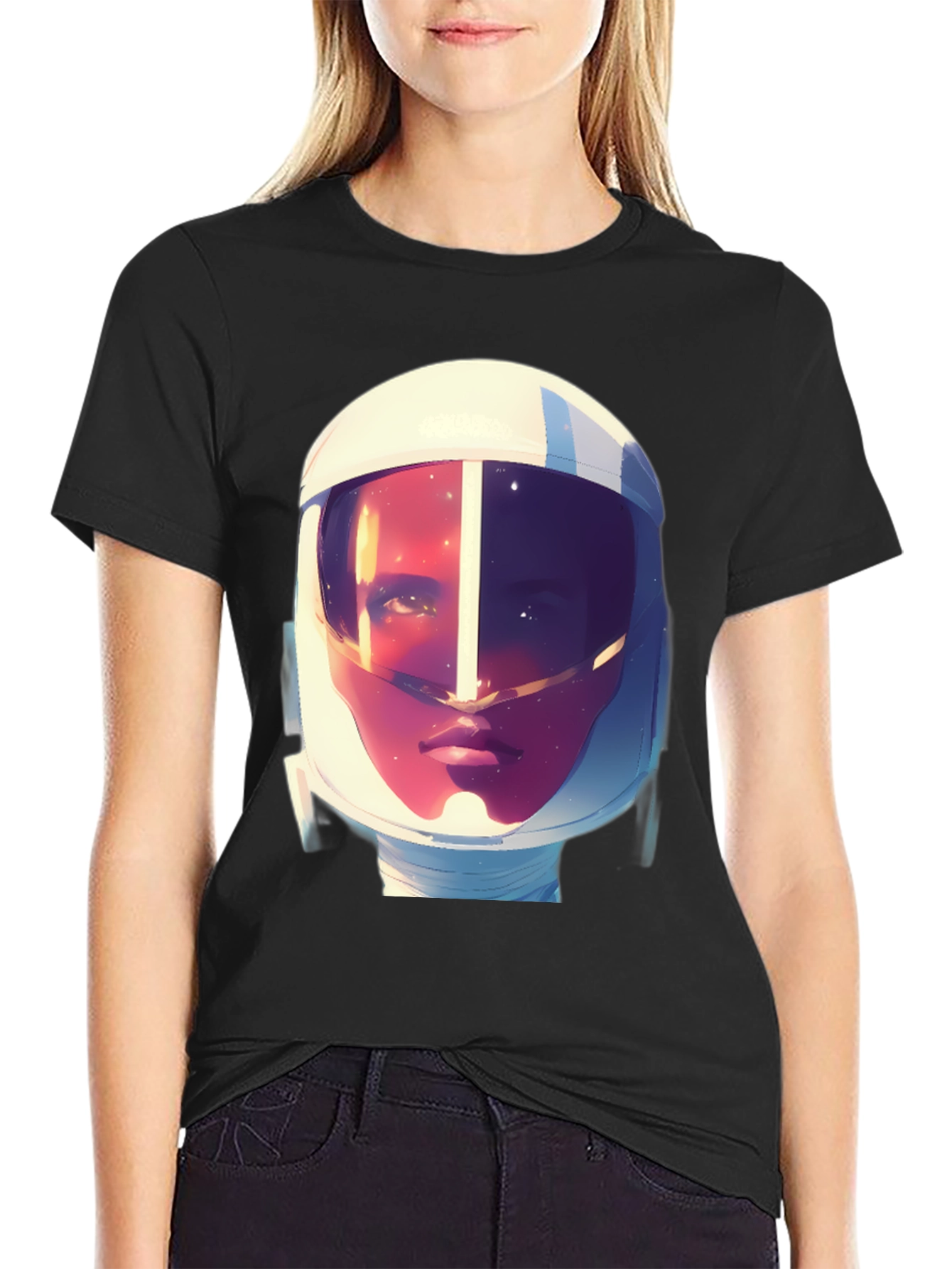 Astronaut Graphic Print Tee - Stylish Crew Neck T-Shirt