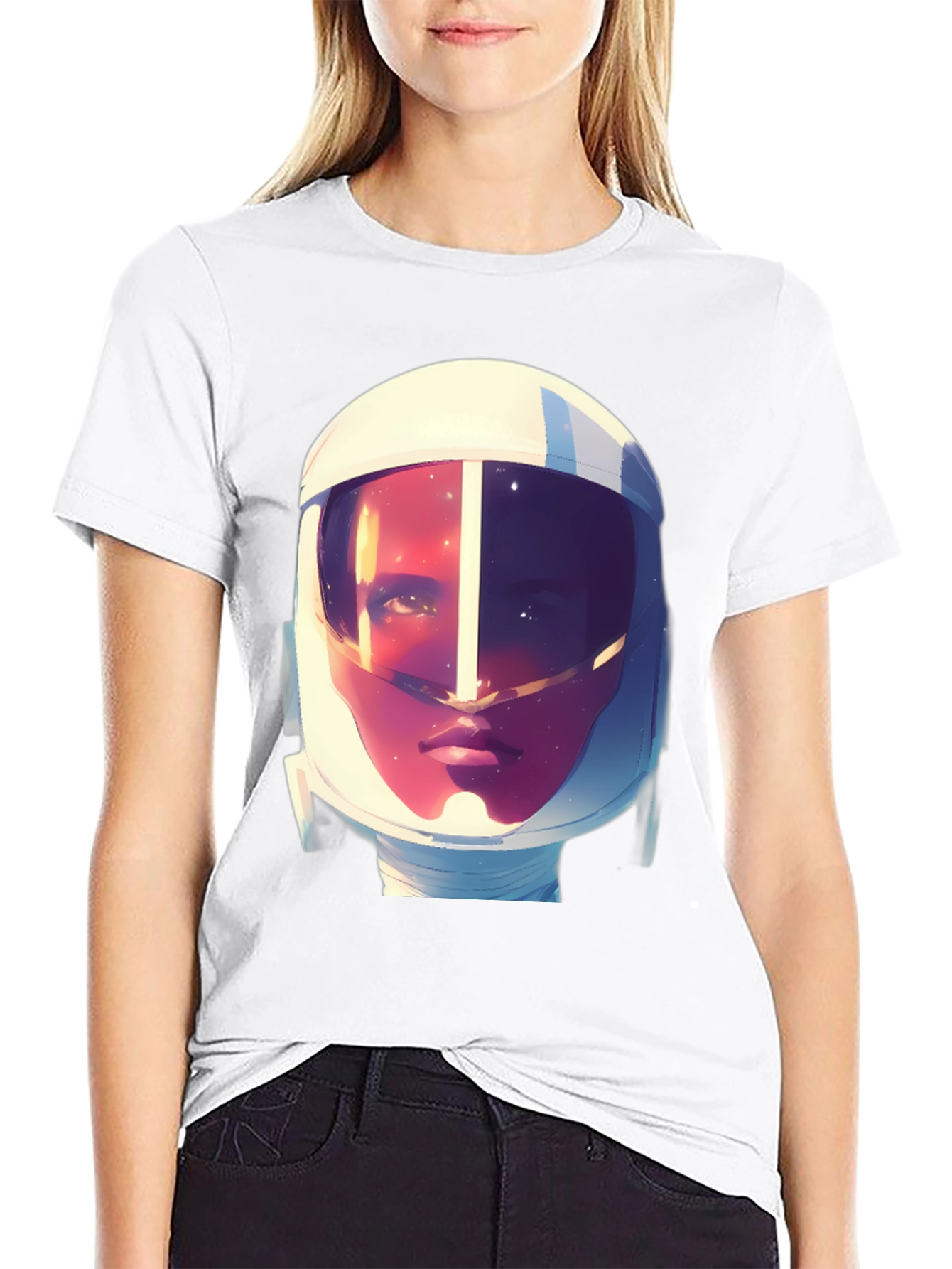 Astronaut Graphic Print Tee - Stylish Crew Neck T-Shirt