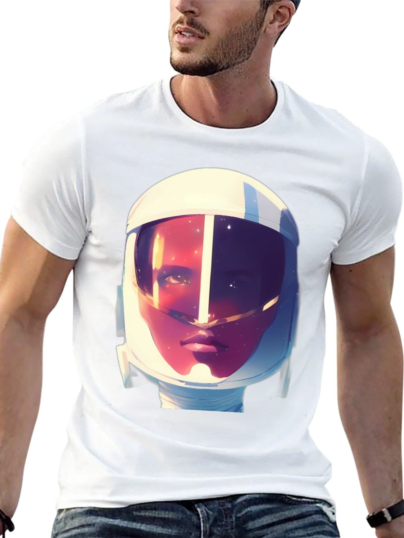 Astronaut Graphic Print Tee - Stylish Crew Neck T-Shirt
