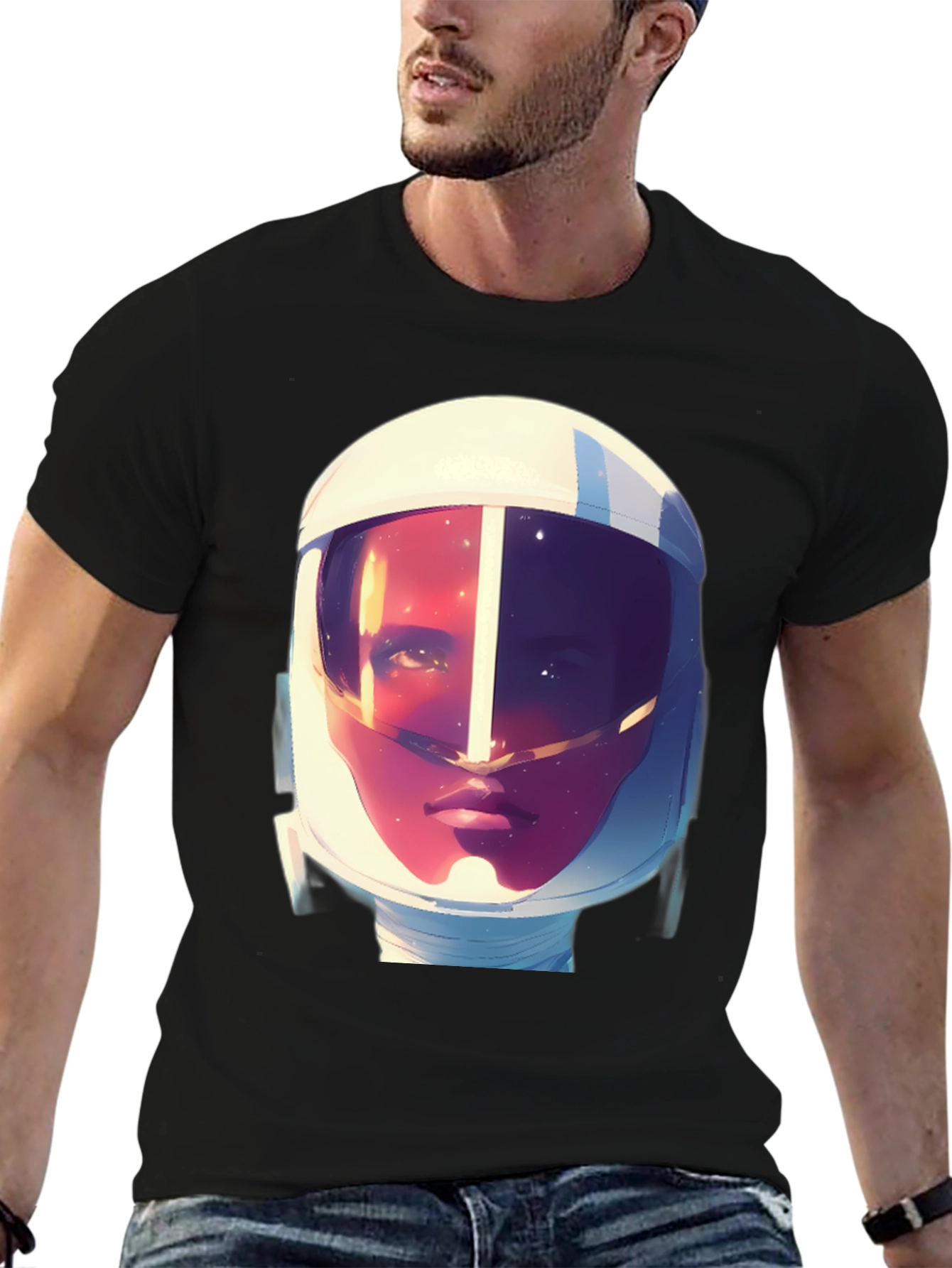 Astronaut Graphic Print Tee - Stylish Crew Neck T-Shirt