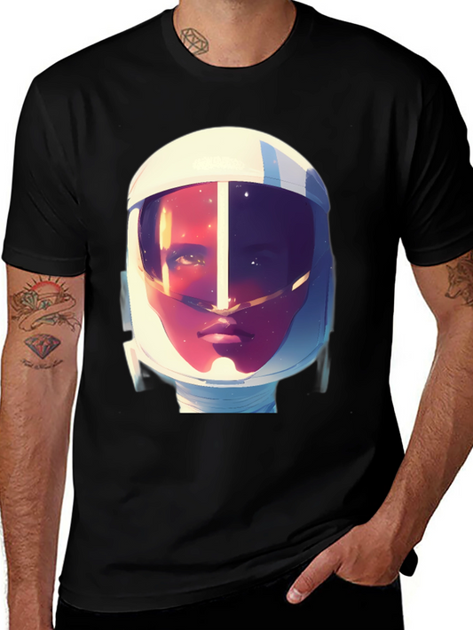 Astronaut Graphic Print Tee - Stylish Crew Neck T-Shirt