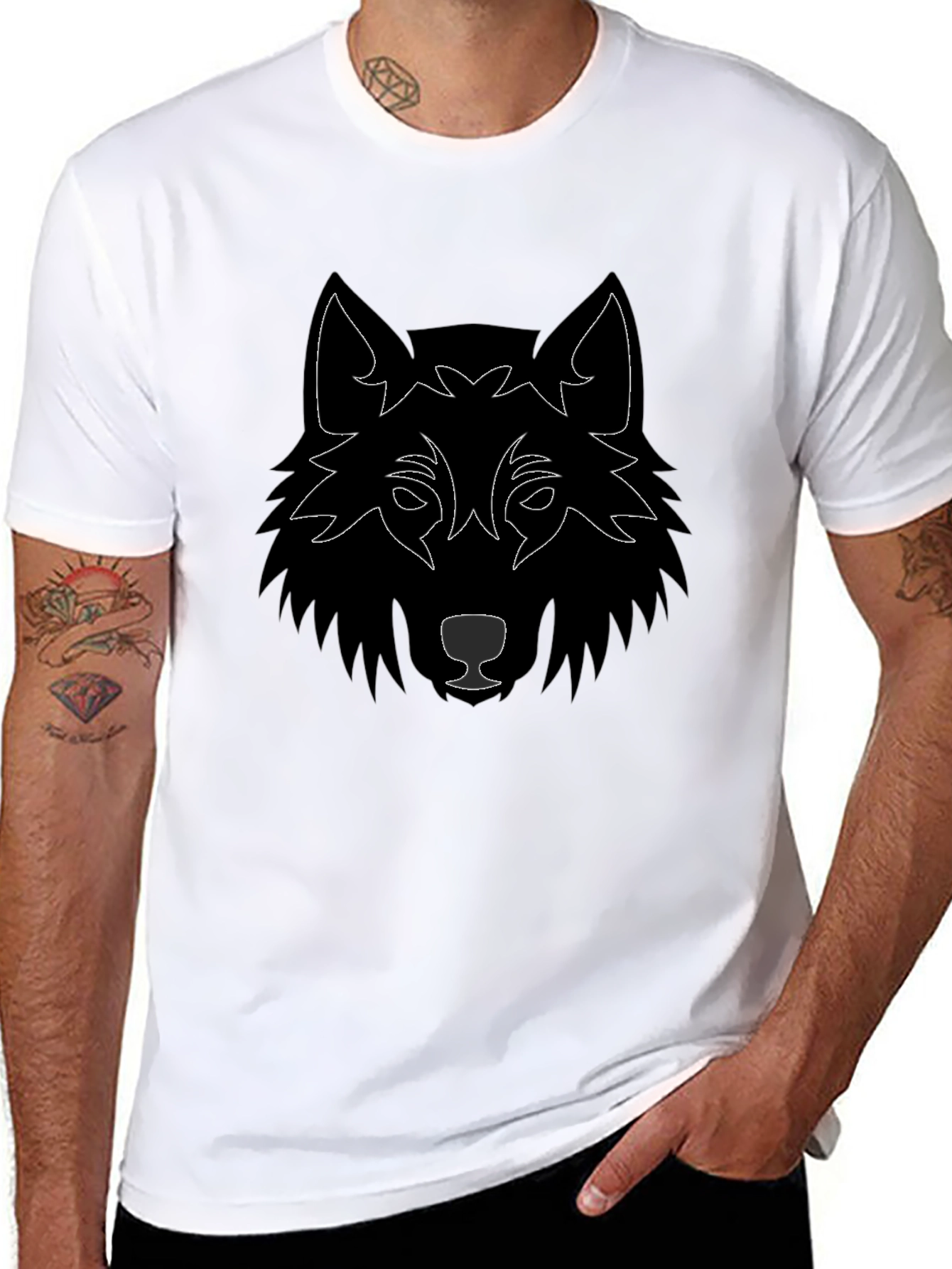 Wolf Graphic Tee - Black Cotton Blend