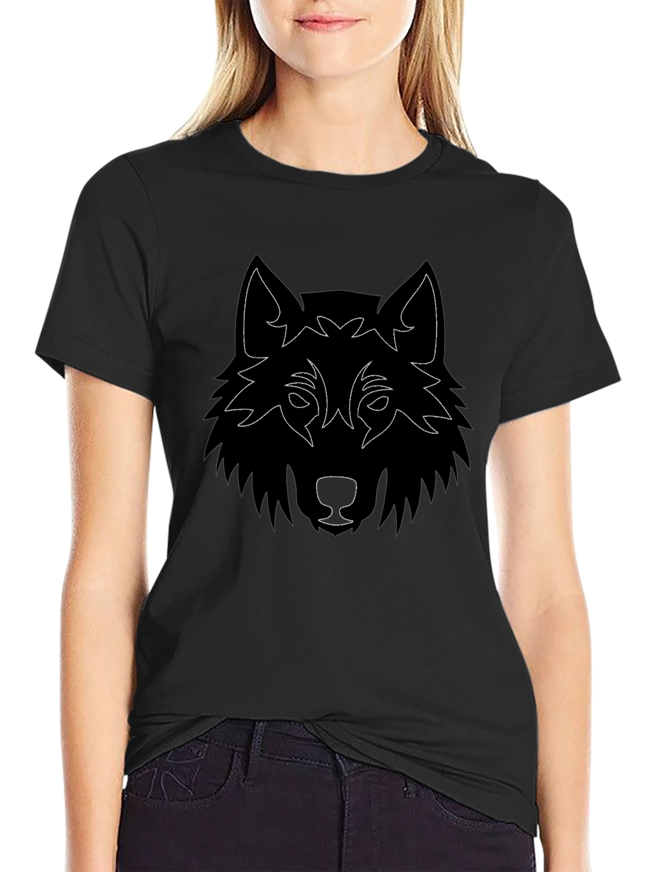 Wolf Graphic Tee - Black Cotton Blend