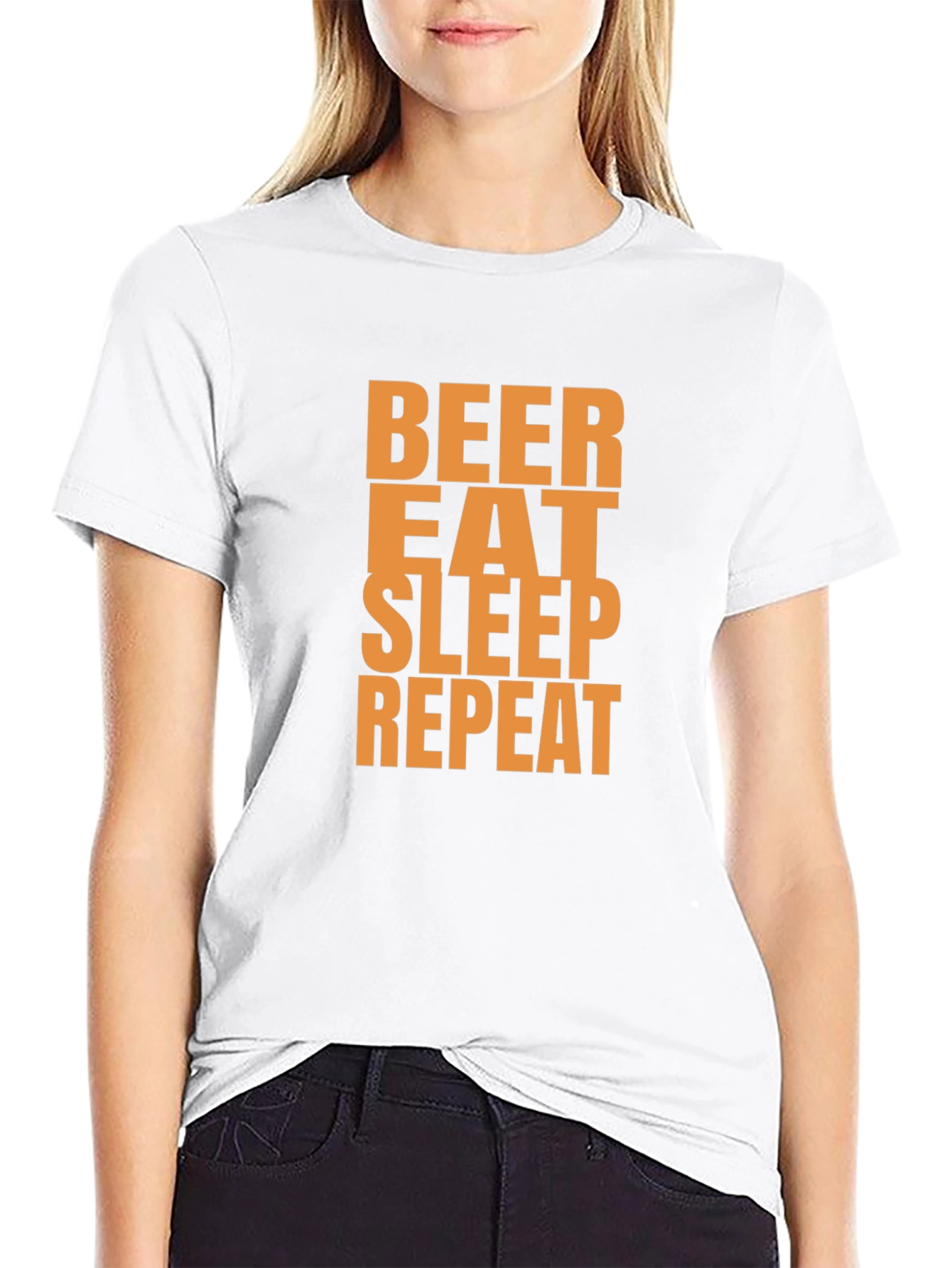 Beer Eat Sleep Repeat Graphic Tee - Black