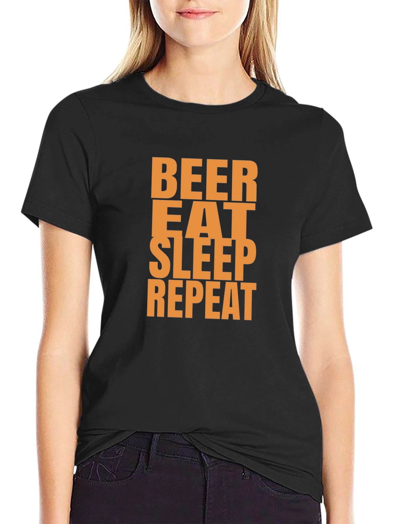 Beer Eat Sleep Repeat Graphic Tee - Black
