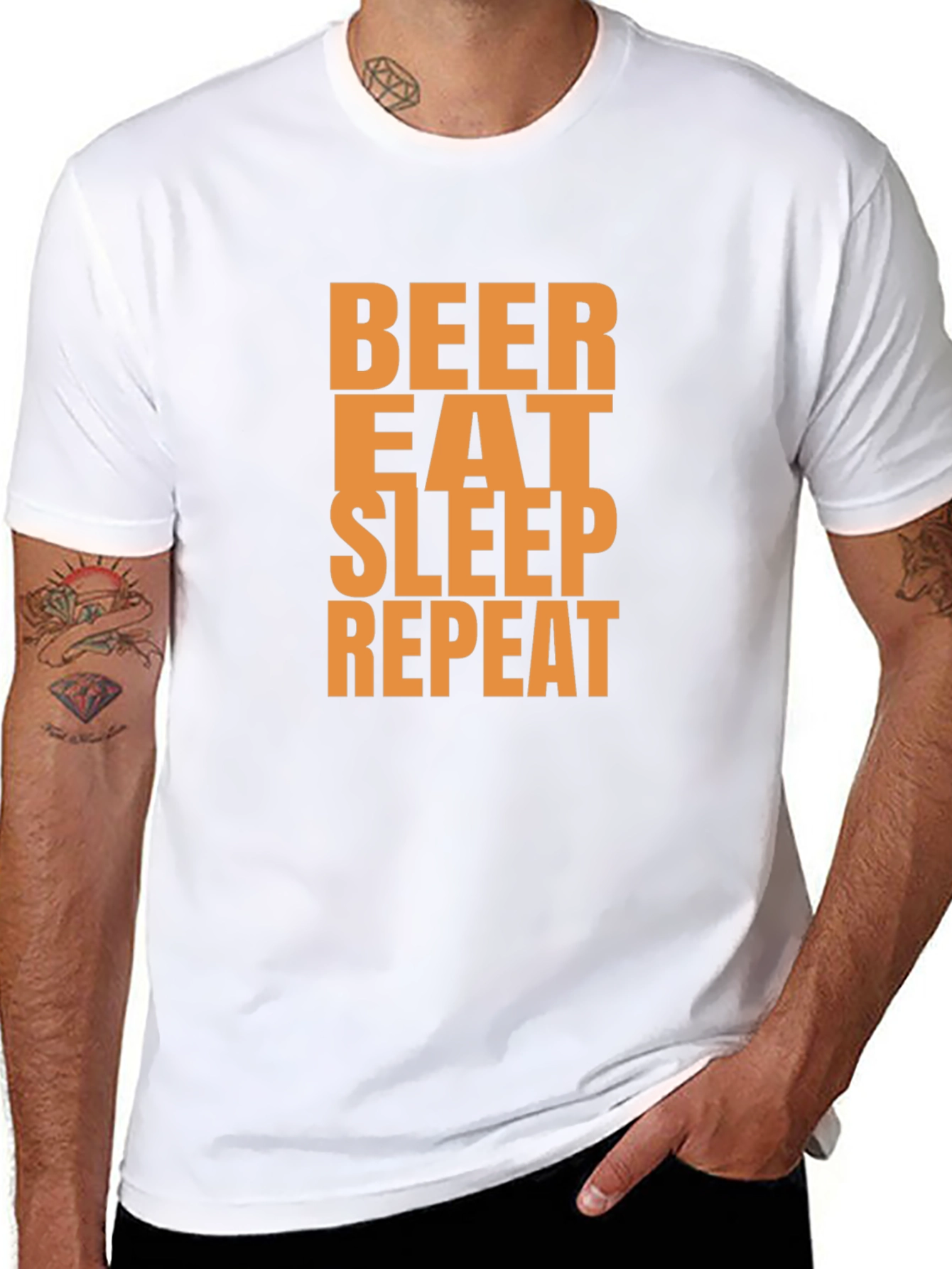 Beer Eat Sleep Repeat Graphic Tee - Black