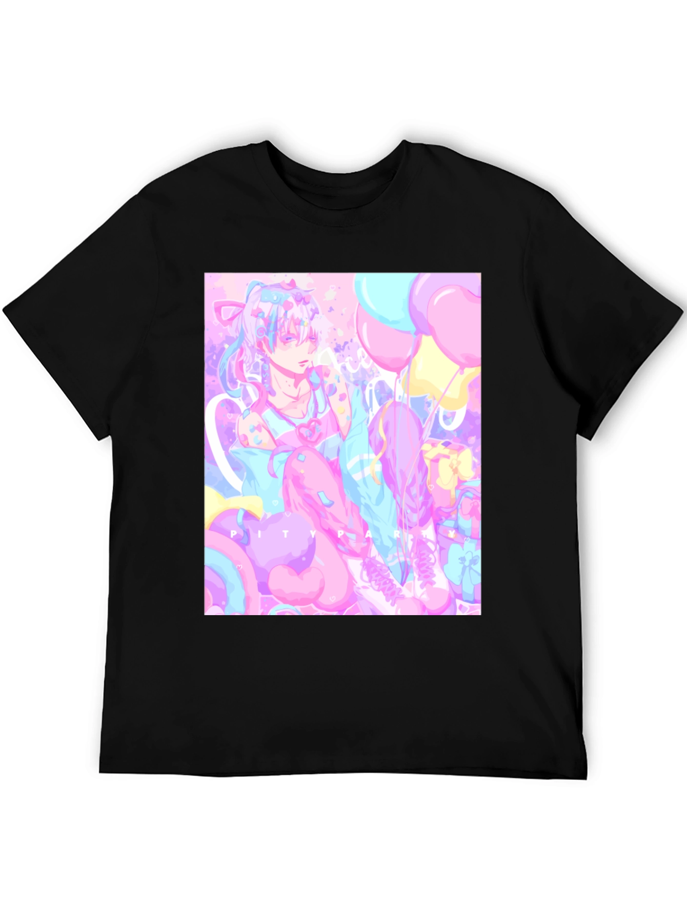 Anime Pastel Graphic Tee - Kawaii Pity Party T-Shirt