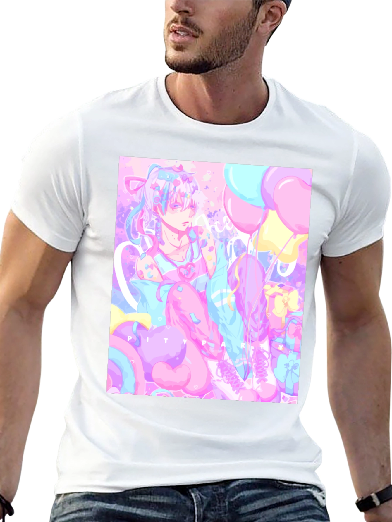 Anime Pastel Graphic Tee - Kawaii Pity Party T-Shirt