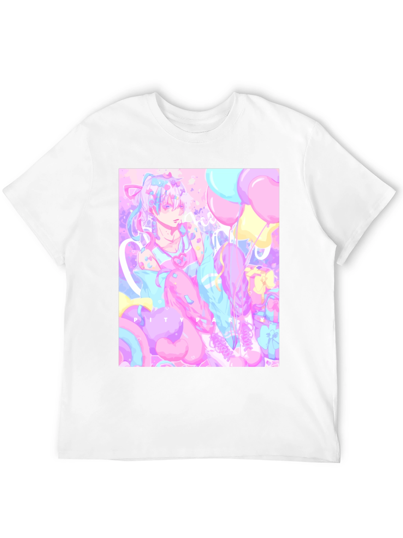 Anime Pastel Graphic Tee - Kawaii Pity Party T-Shirt