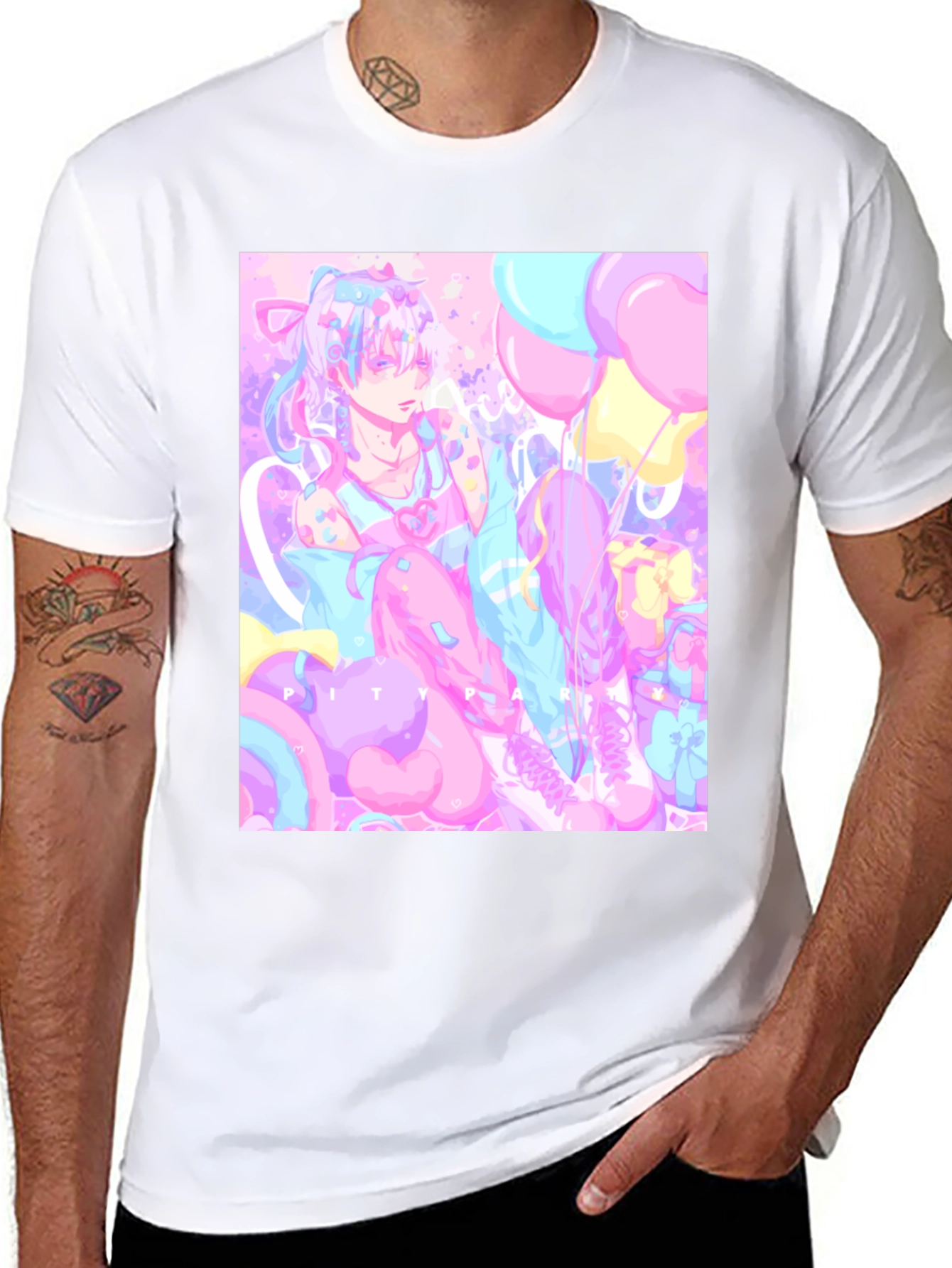 Anime Pastel Graphic Tee - Kawaii Pity Party T-Shirt