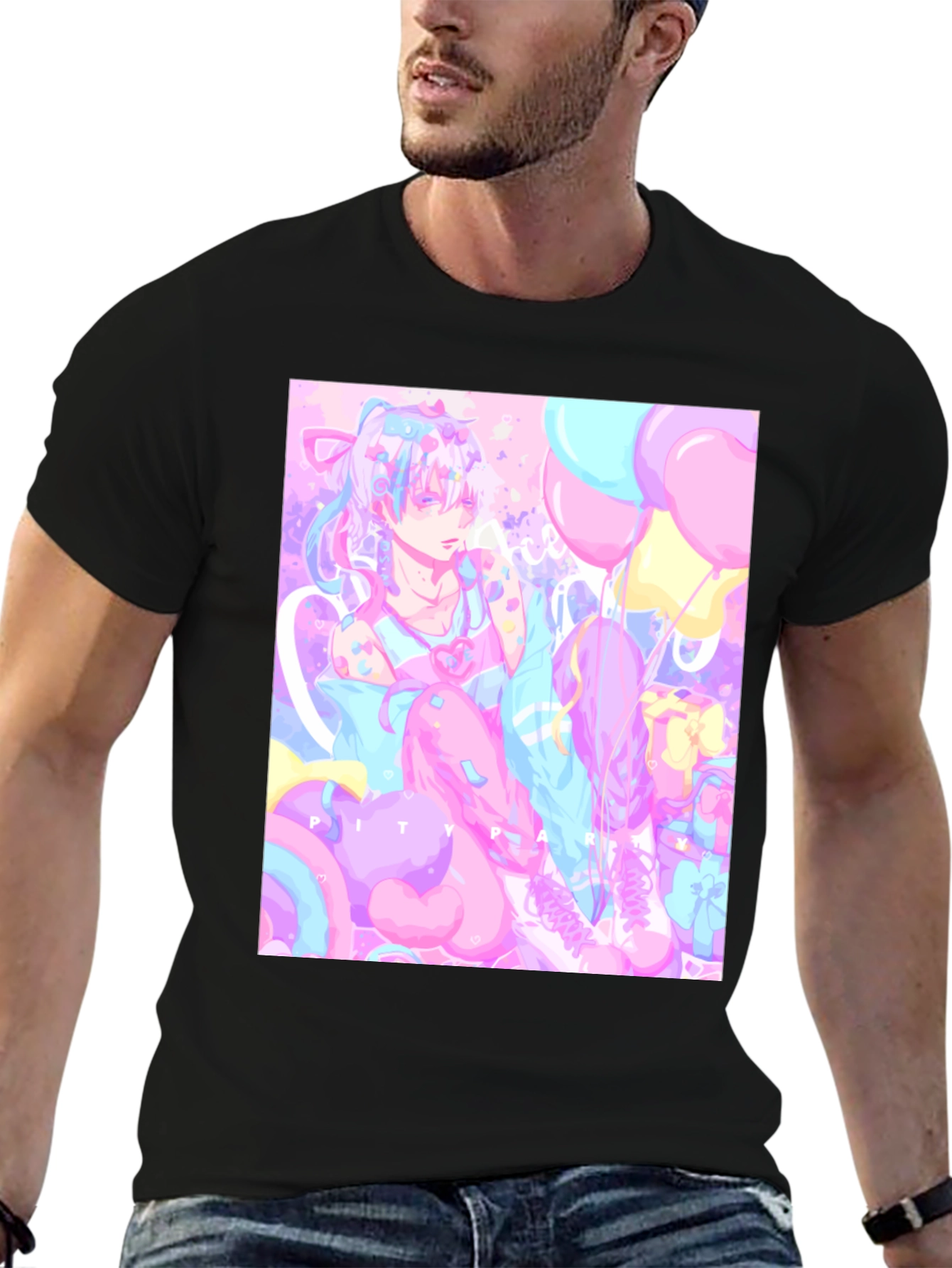 Anime Pastel Graphic Tee - Kawaii Pity Party T-Shirt