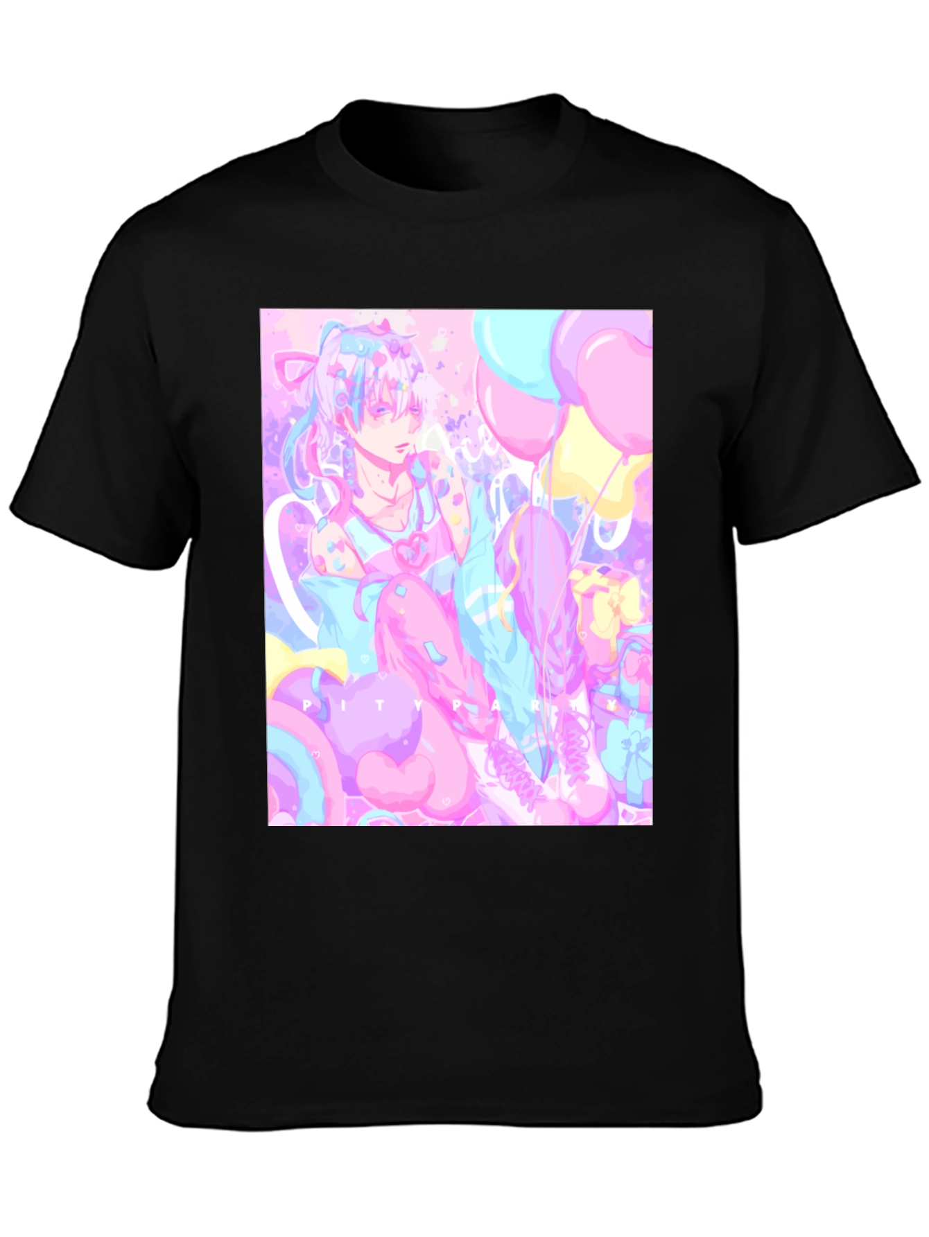 Anime Pastel Graphic Tee - Kawaii Pity Party T-Shirt