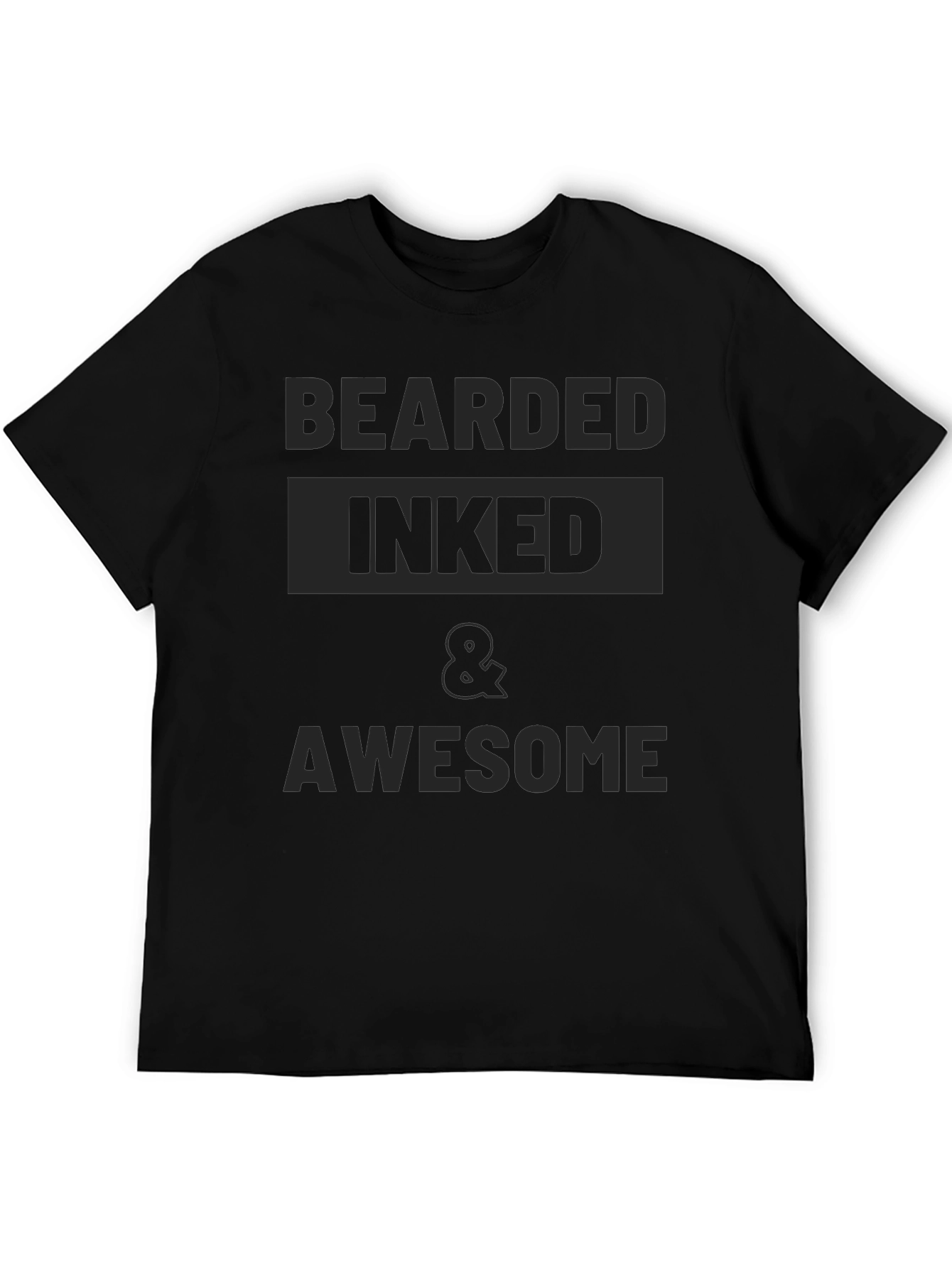 Bearded Inked & Awesome Mens Black T-Shirt
