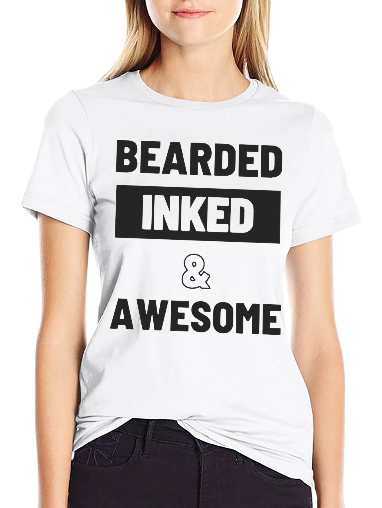 Bearded Inked & Awesome Mens Black T-Shirt