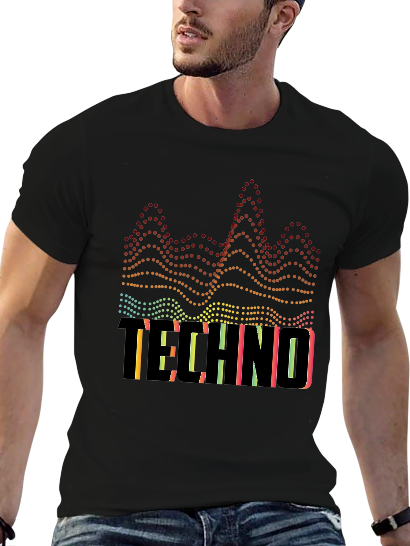 Techno Music Graphic Black T-Shirt