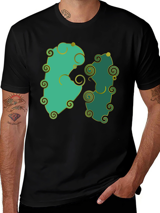 Whimsical Swirl Design Black T-Shirt