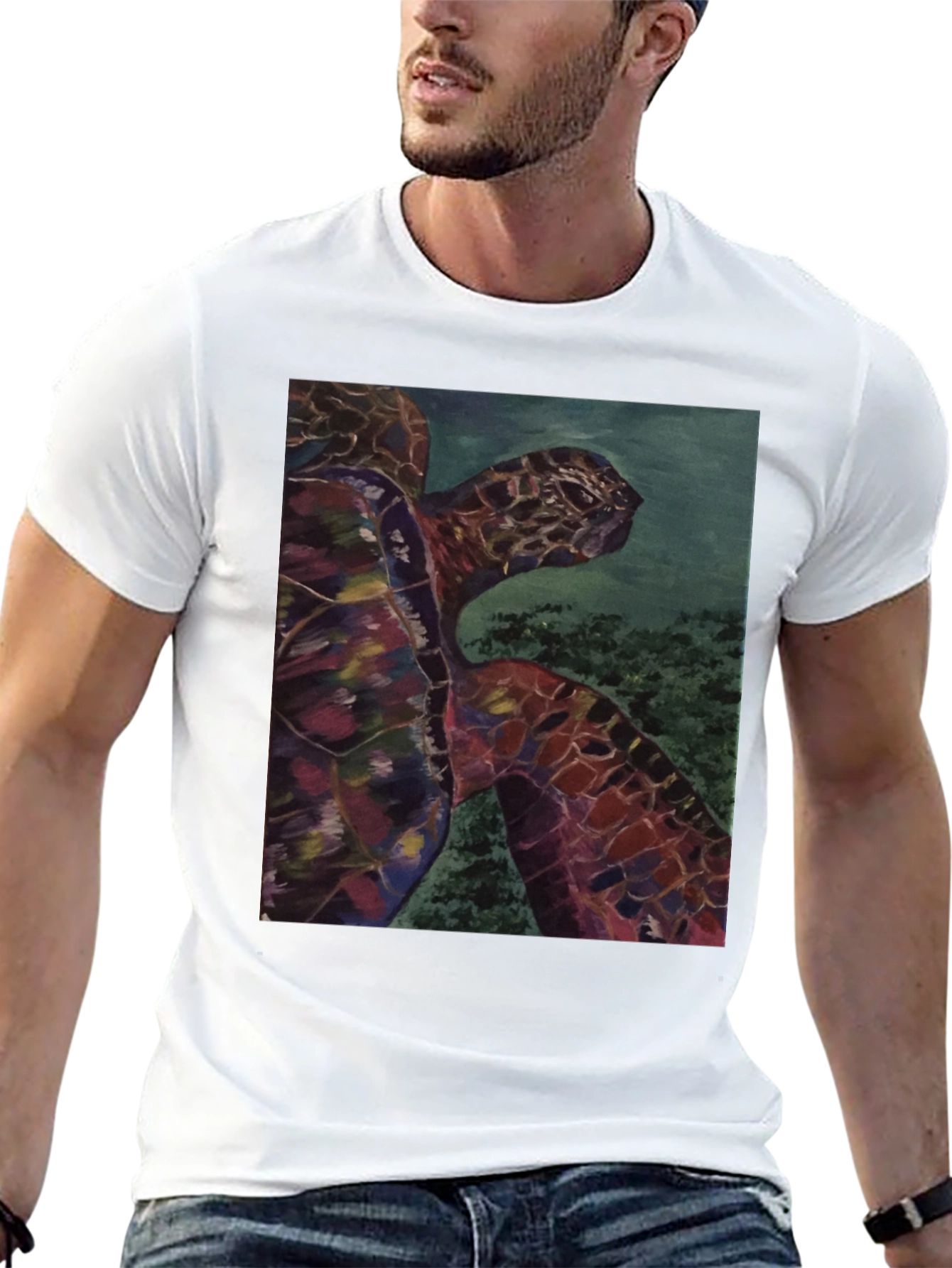 Sea Turtle Graphic Tee - Black Cotton Casual Shirt
