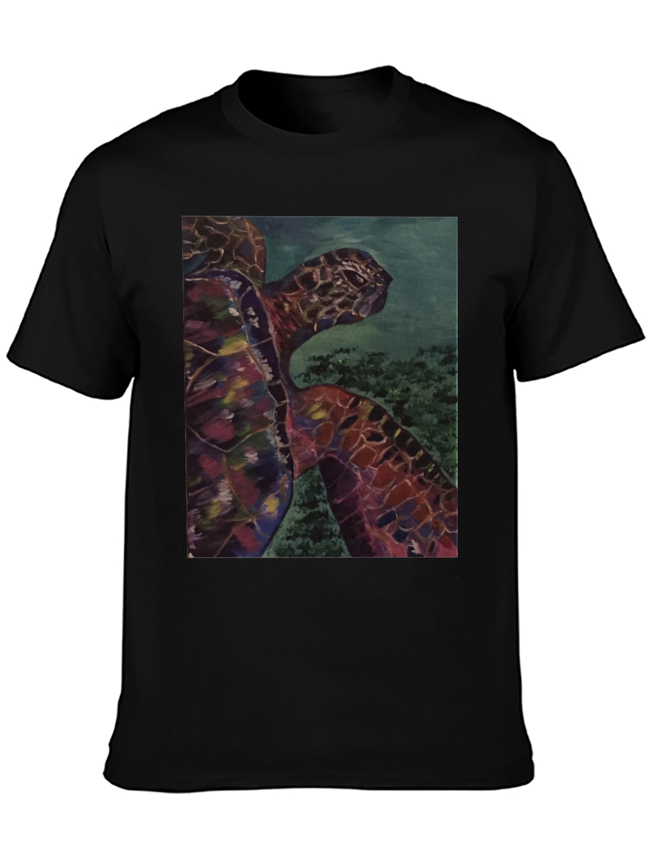 Sea Turtle Graphic Tee - Black Cotton Casual Shirt
