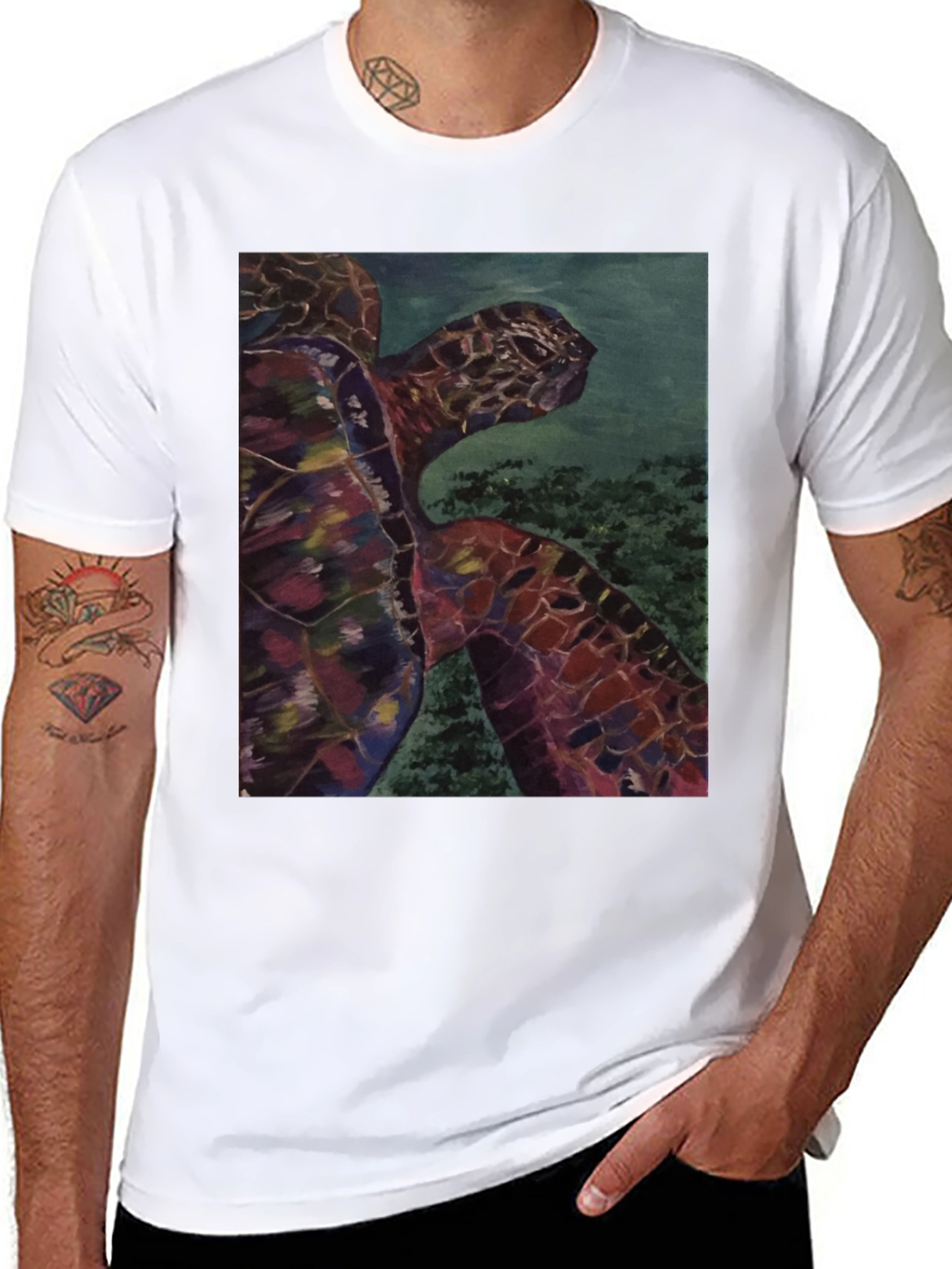 Sea Turtle Graphic Tee - Black Cotton Casual Shirt
