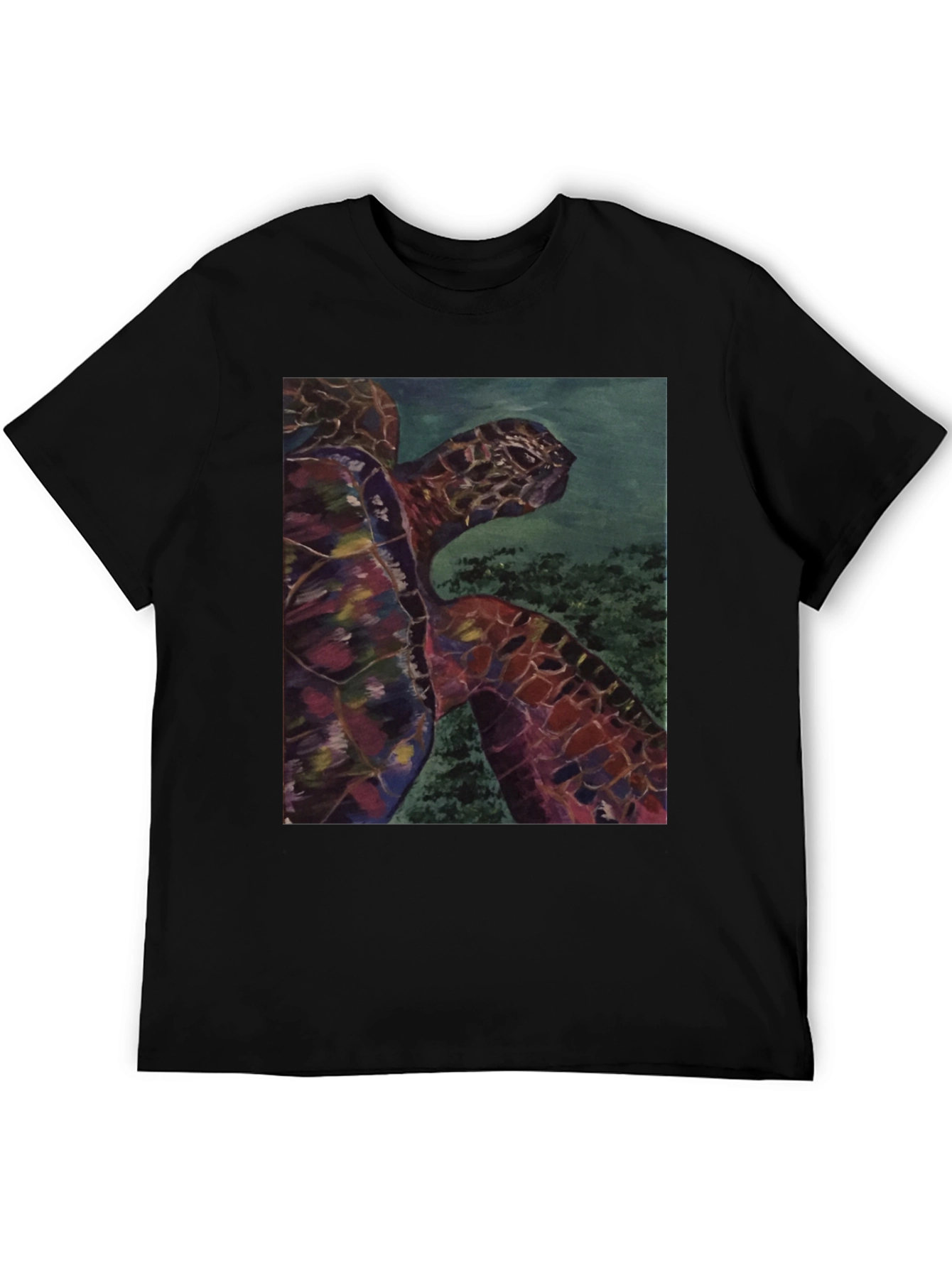 Sea Turtle Graphic Tee - Black Cotton Casual Shirt