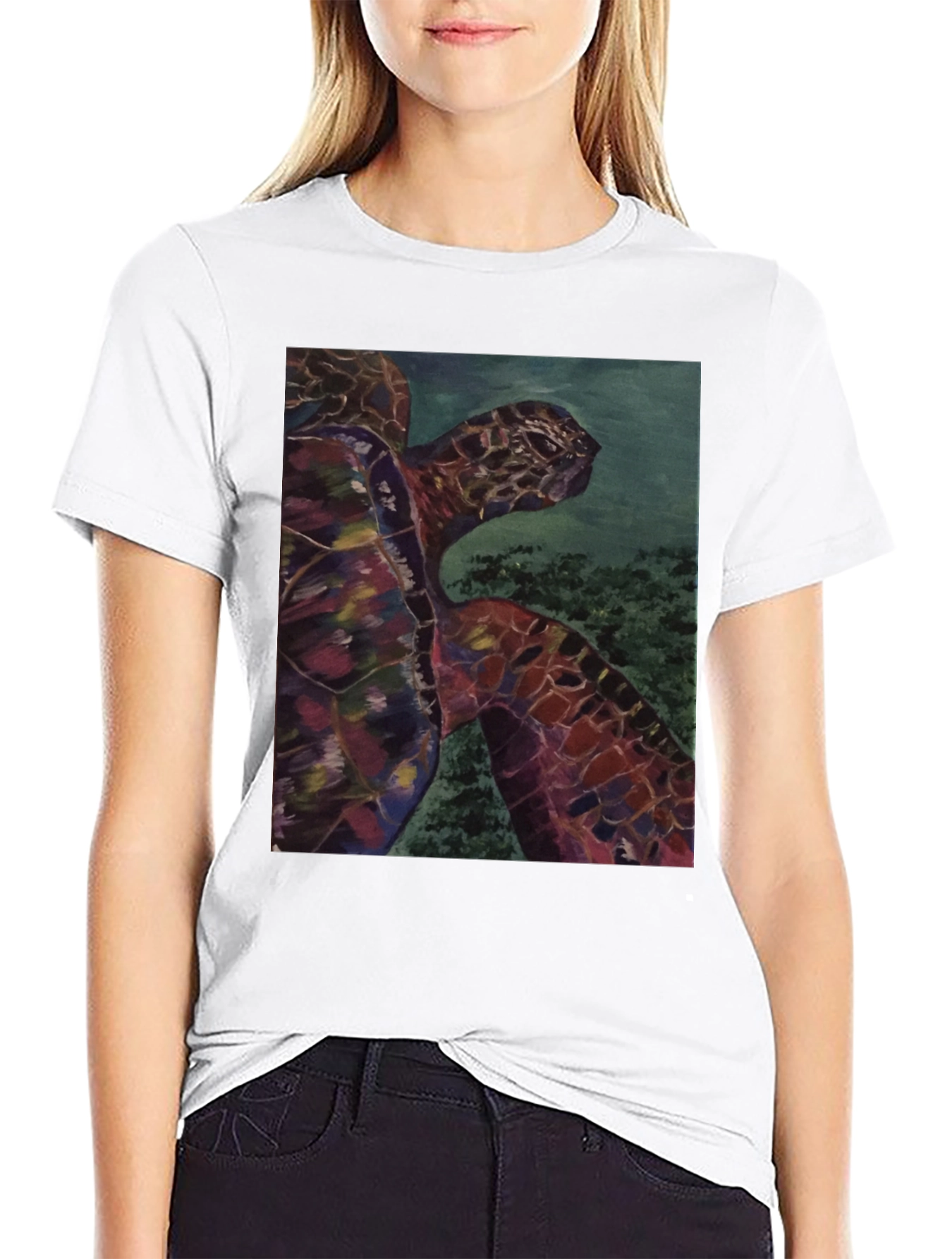 Sea Turtle Graphic Tee - Black Cotton Casual Shirt