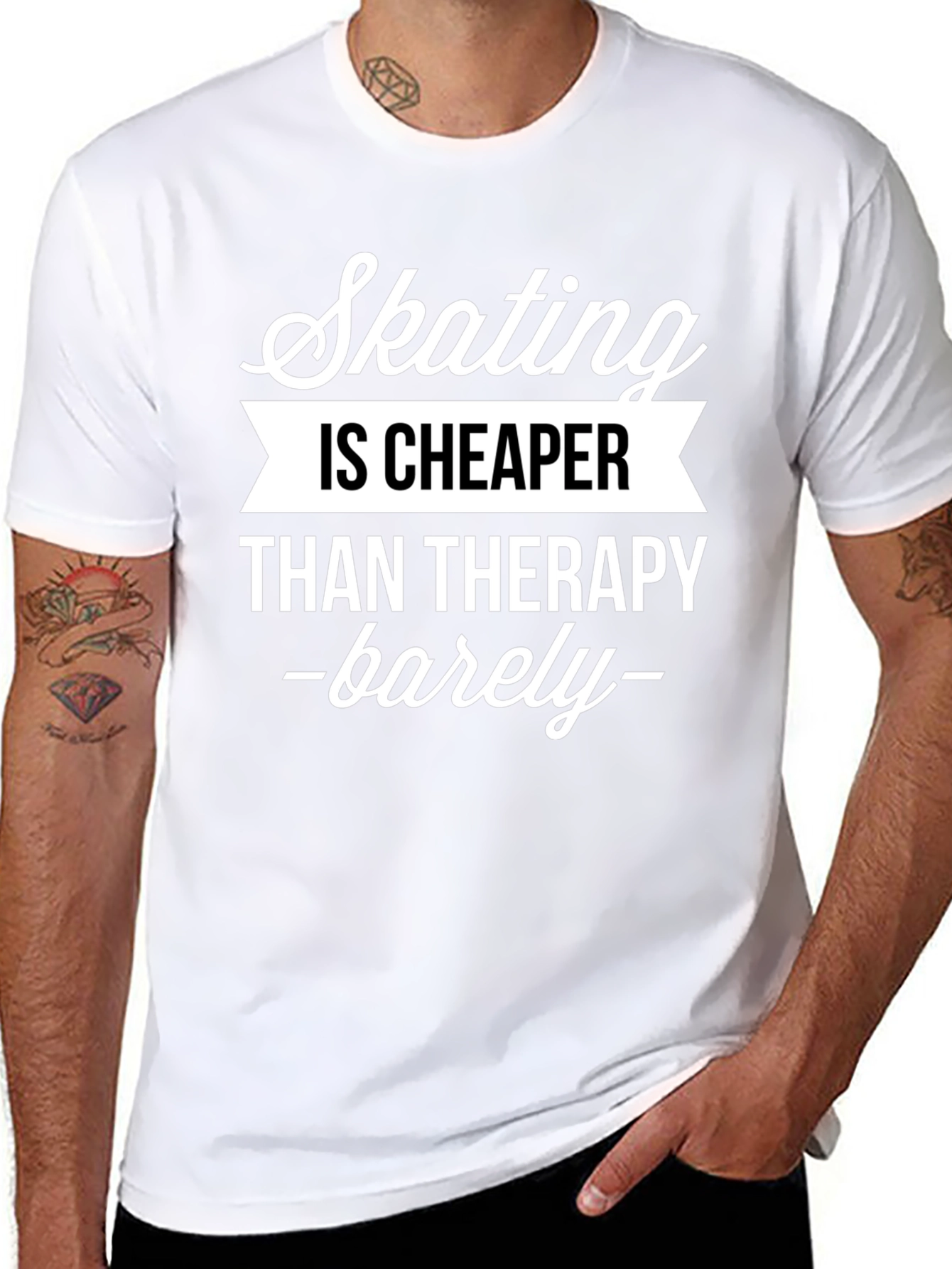 Skating Cheaper Than Therapy T-Shirt - Funny Skater Tee
