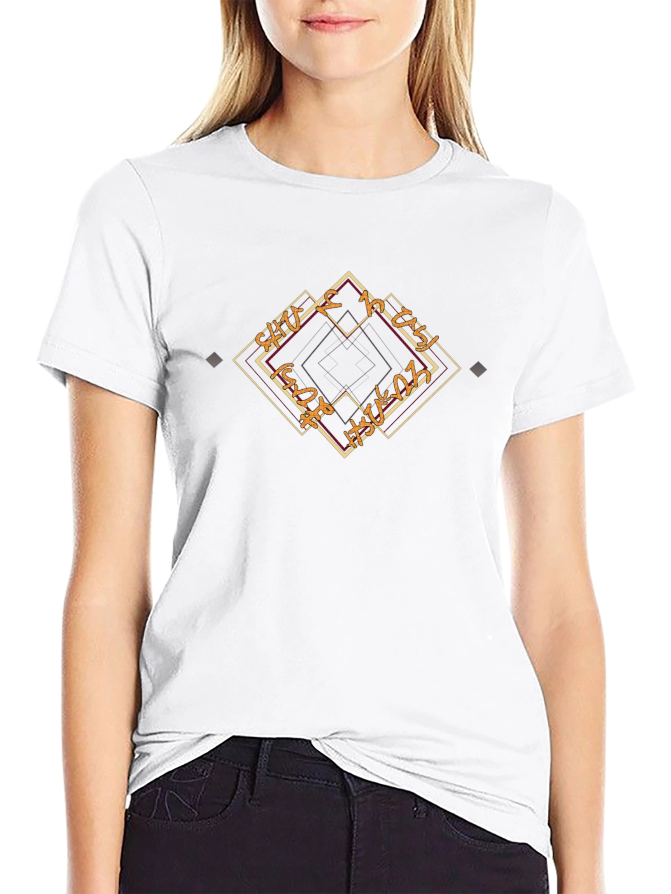 Abstract Diamond Graphic Black T-Shirt
