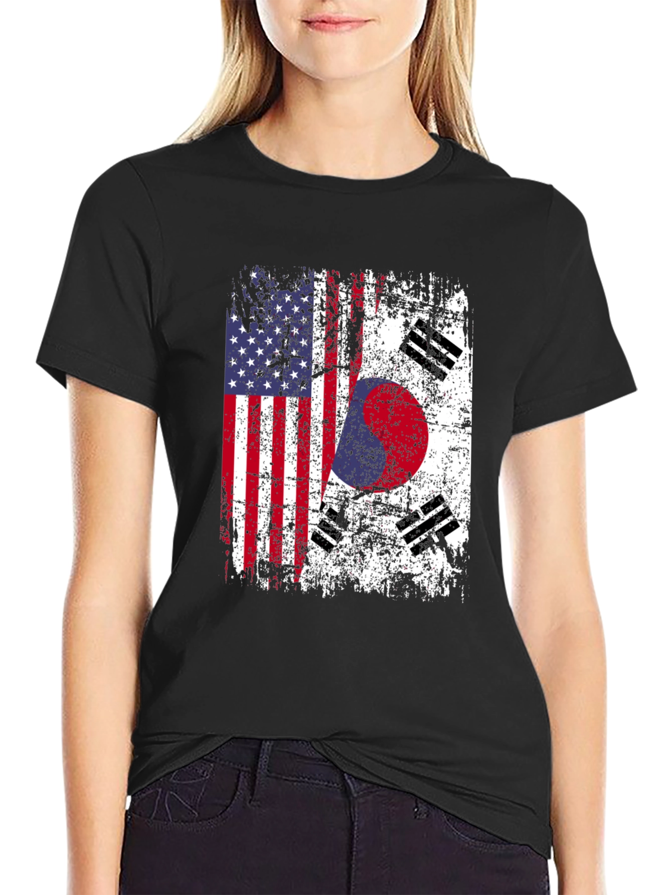 US South Korean Flag Graphic T-Shirt