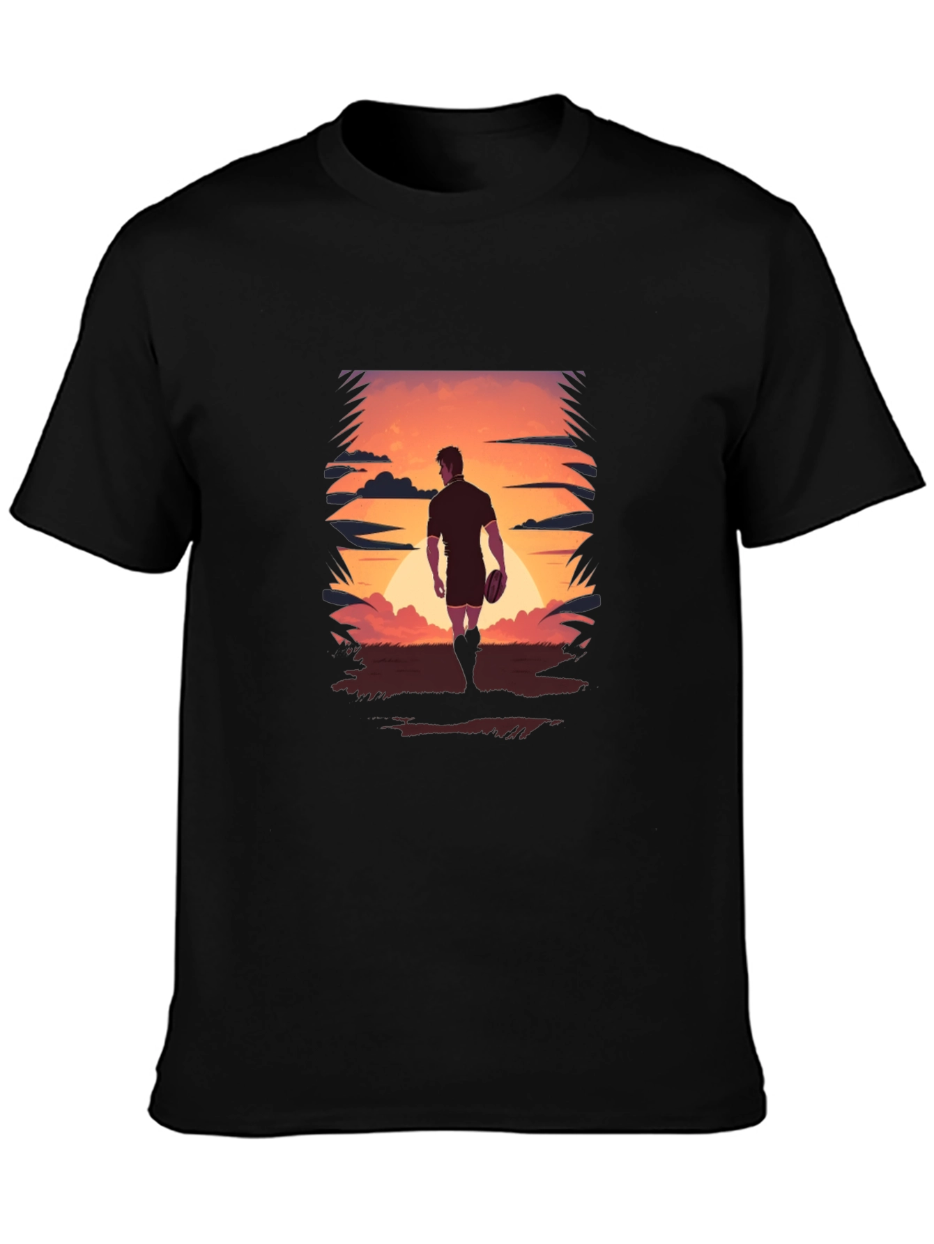 Sunset Rugby Player Graphic Tee