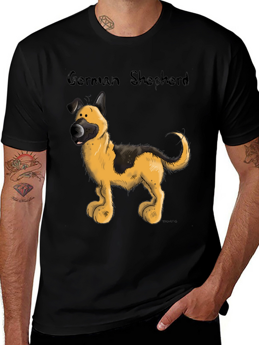 Cartoon German Shepherd Graphic T-Shirt