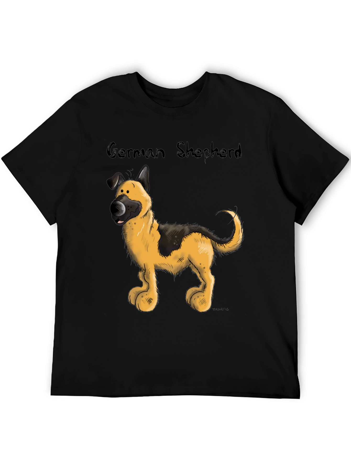 Cartoon German Shepherd Graphic T-Shirt