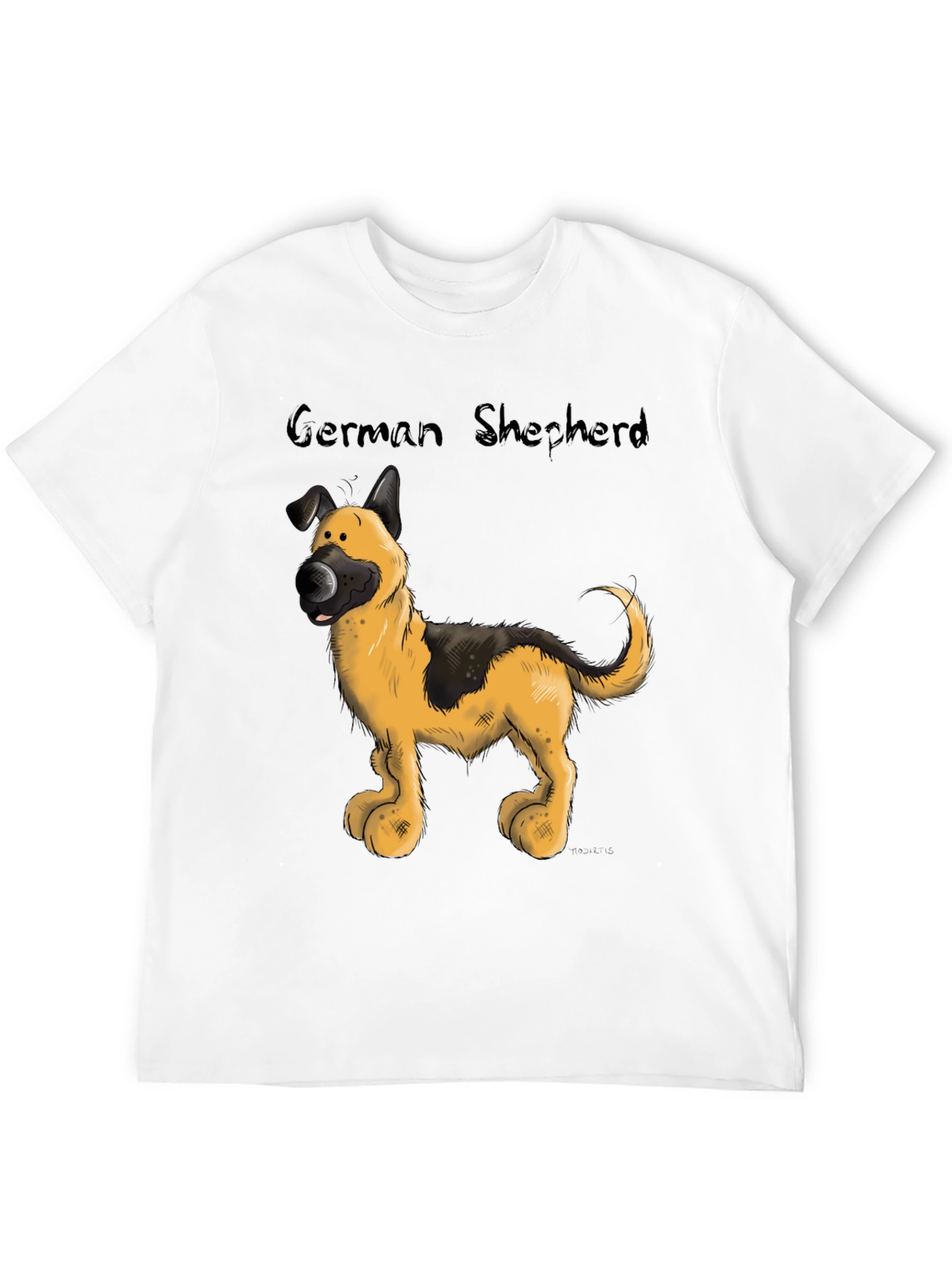 Cartoon German Shepherd Graphic T-Shirt
