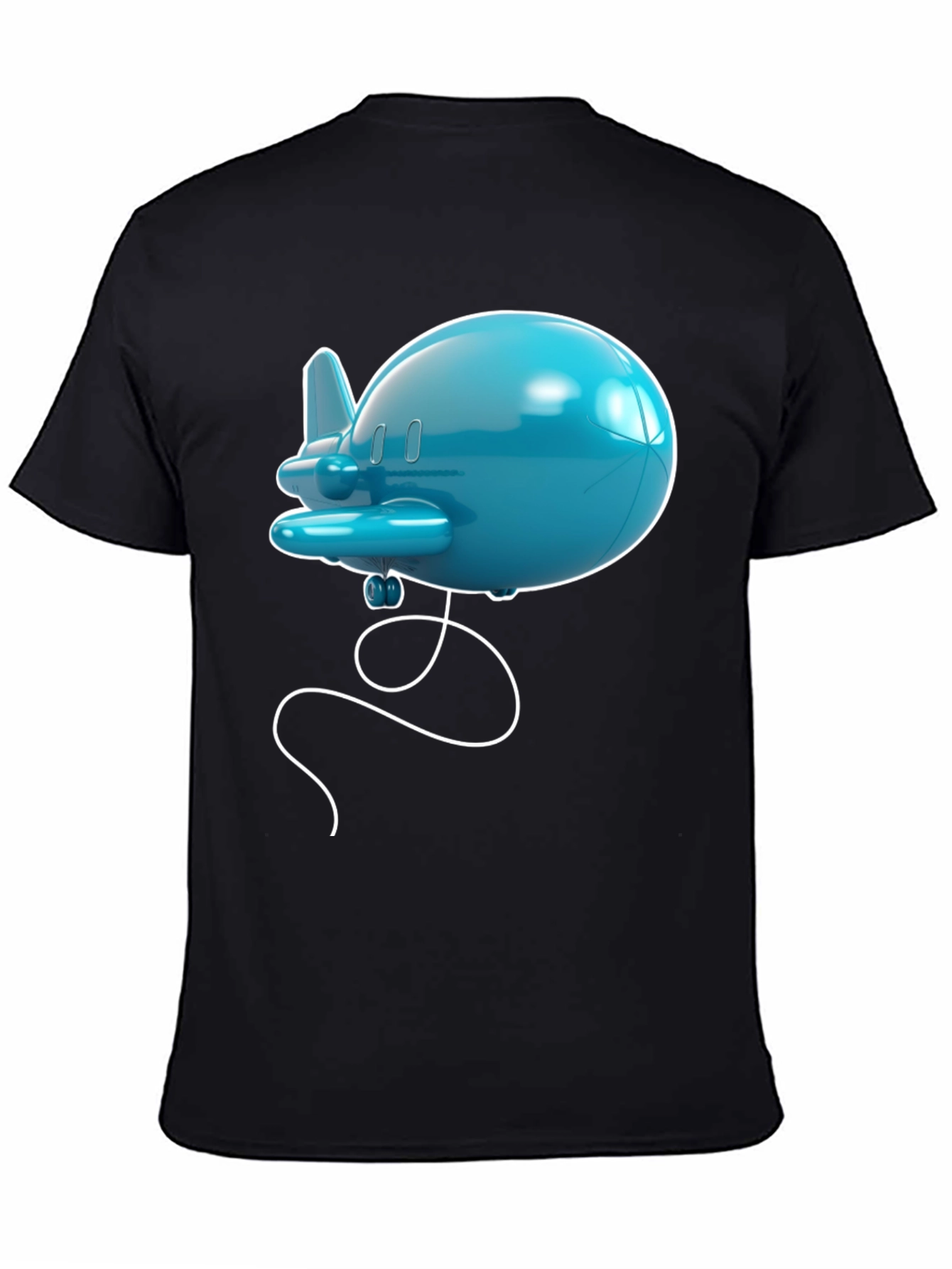 Cartoon Airplane Graphic Tee - Black T-Shirt