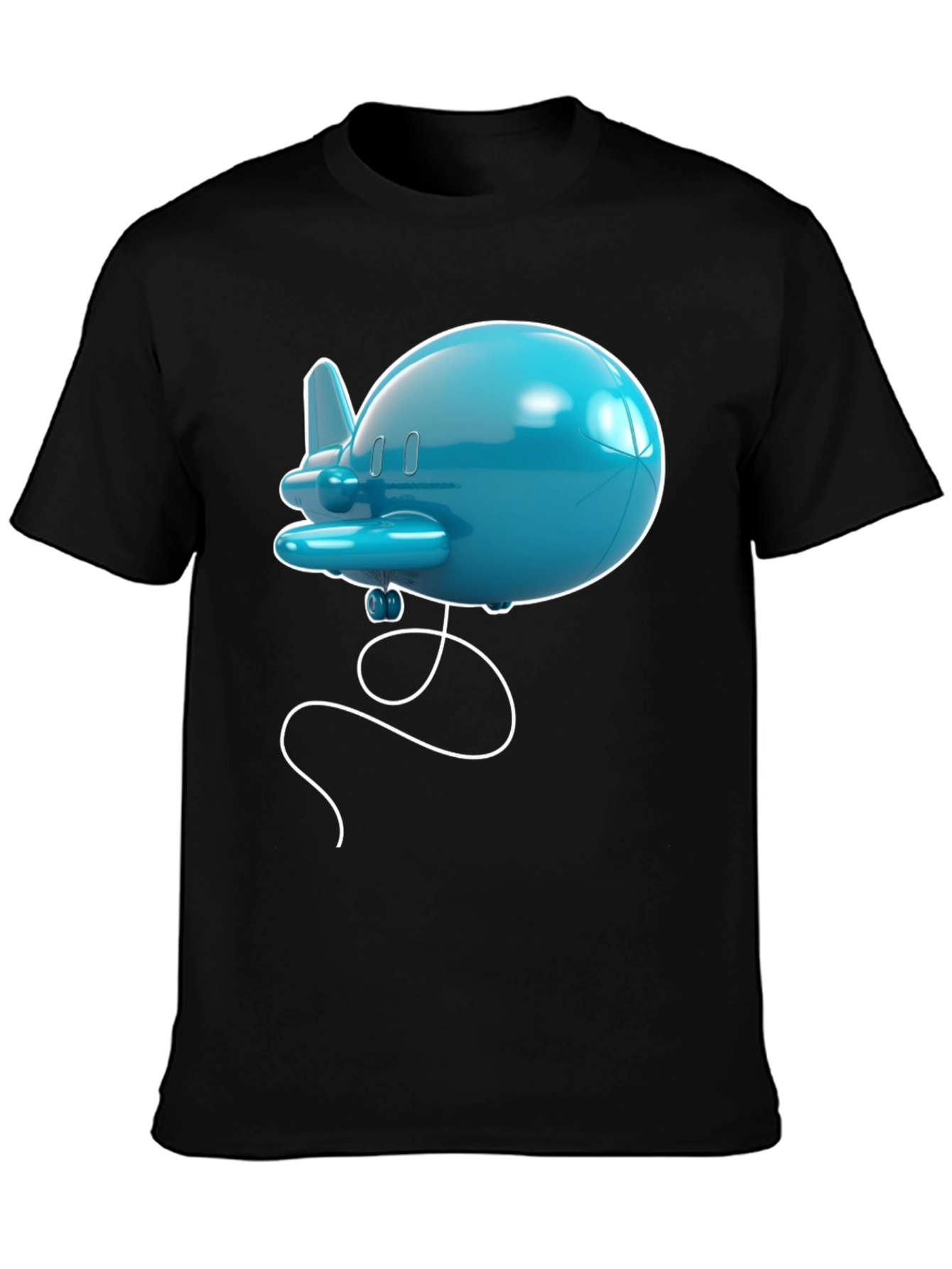 Cartoon Airplane Graphic Tee - Black T-Shirt
