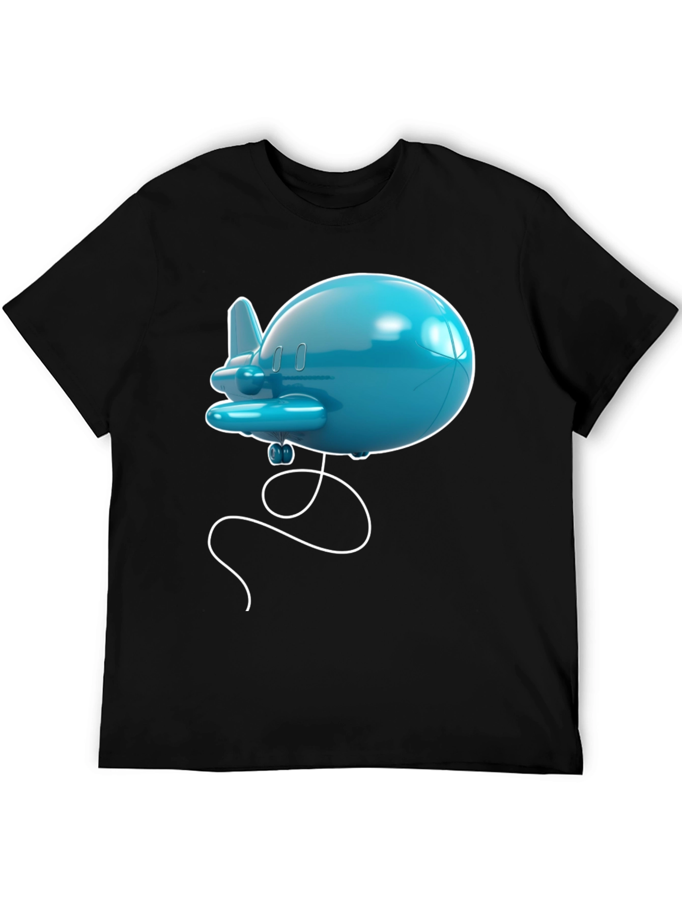 Cartoon Airplane Graphic Tee - Black T-Shirt