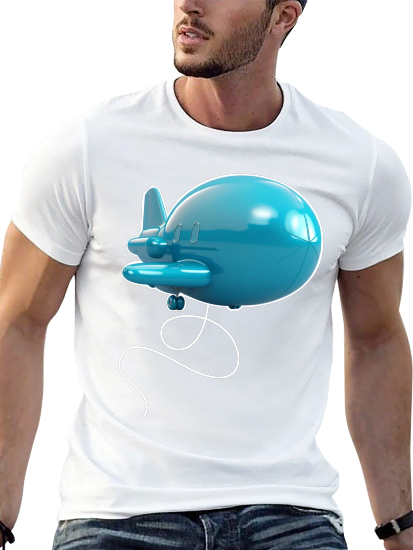 Cartoon Airplane Graphic Tee - Black T-Shirt
