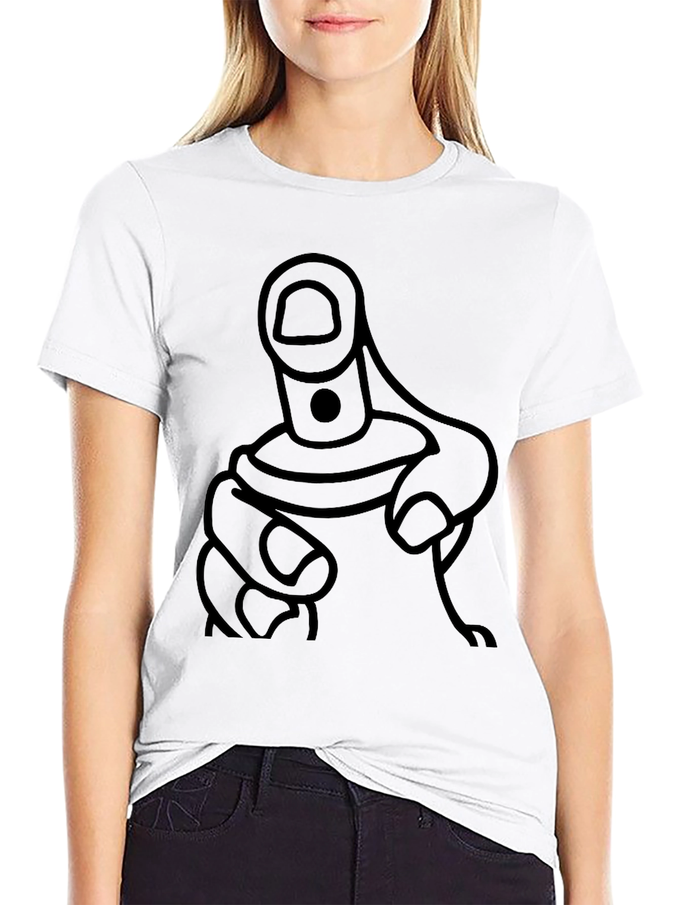 Bold Pointing Finger Graphic Tee - Black