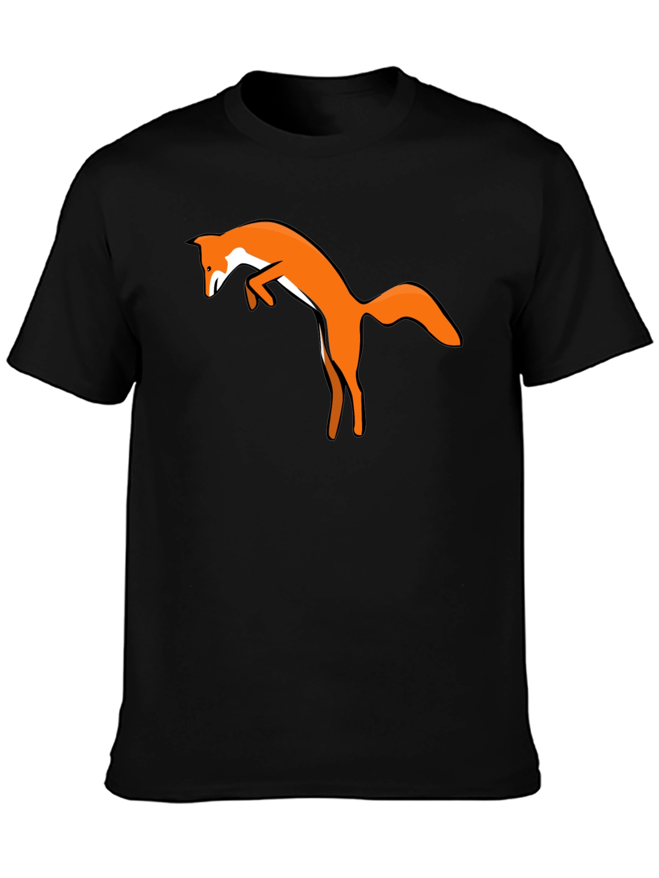 Black T-Shirt with Jumping Fox Design