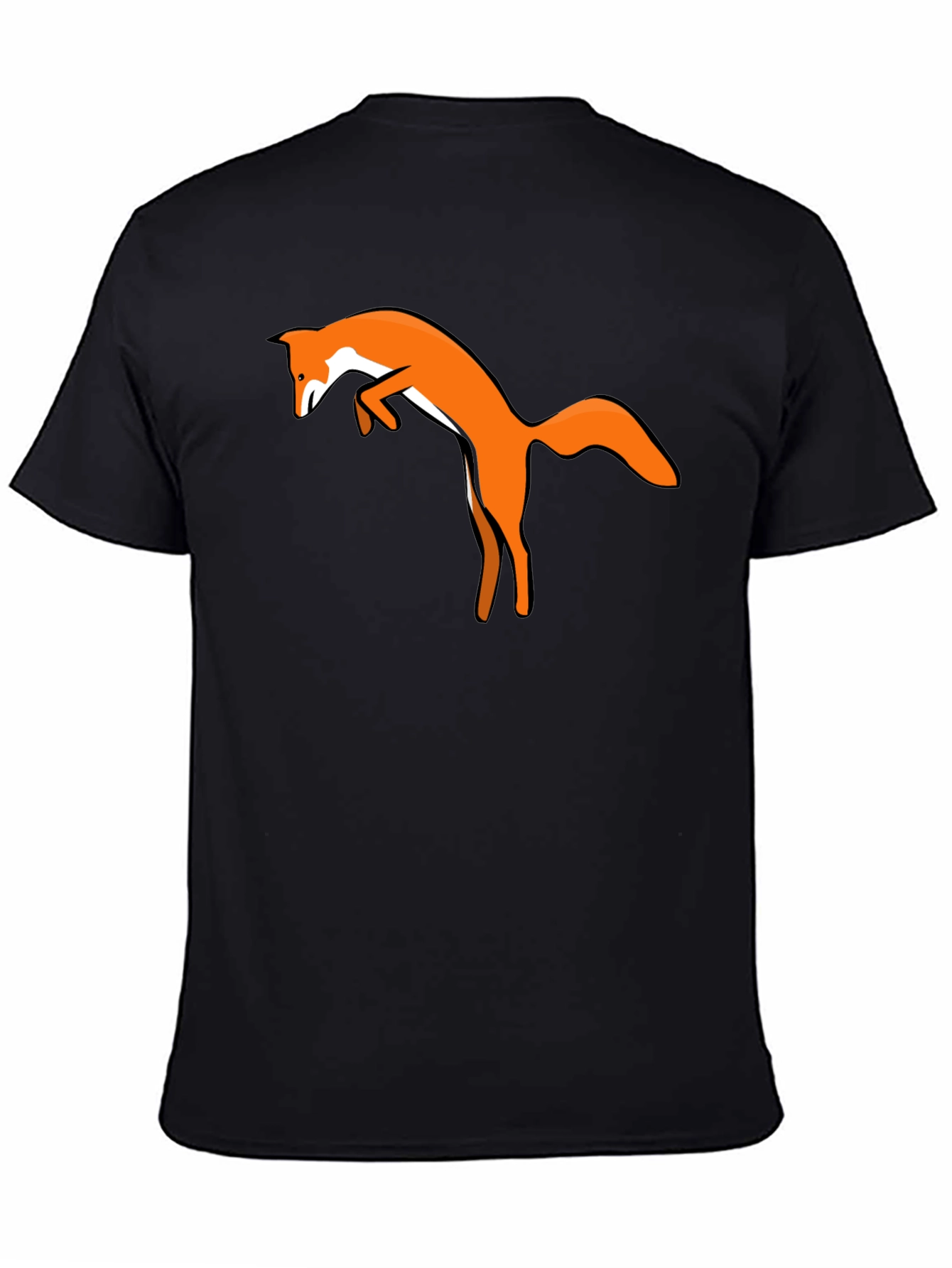 Black T-Shirt with Jumping Fox Design