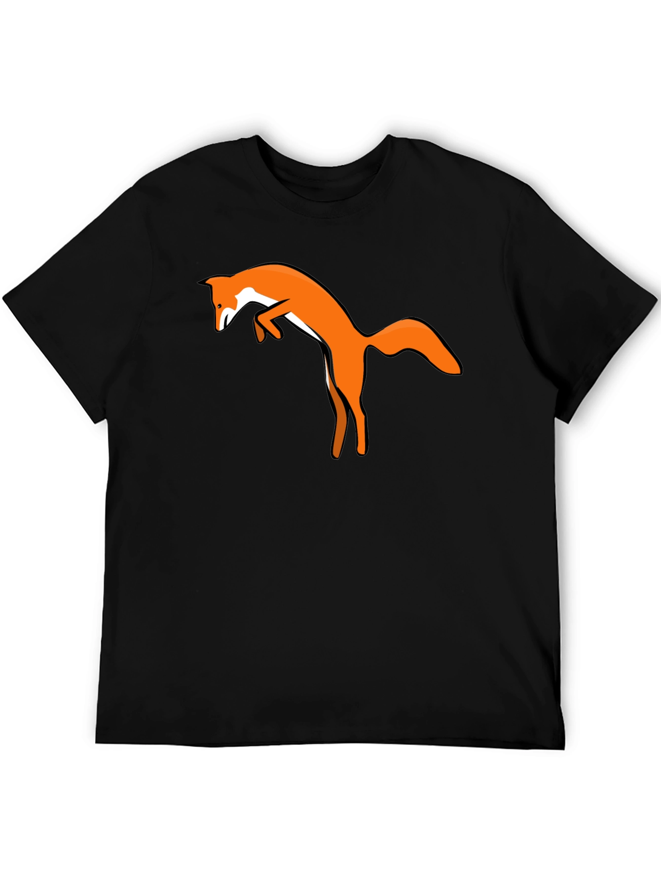 Black T-Shirt with Jumping Fox Design