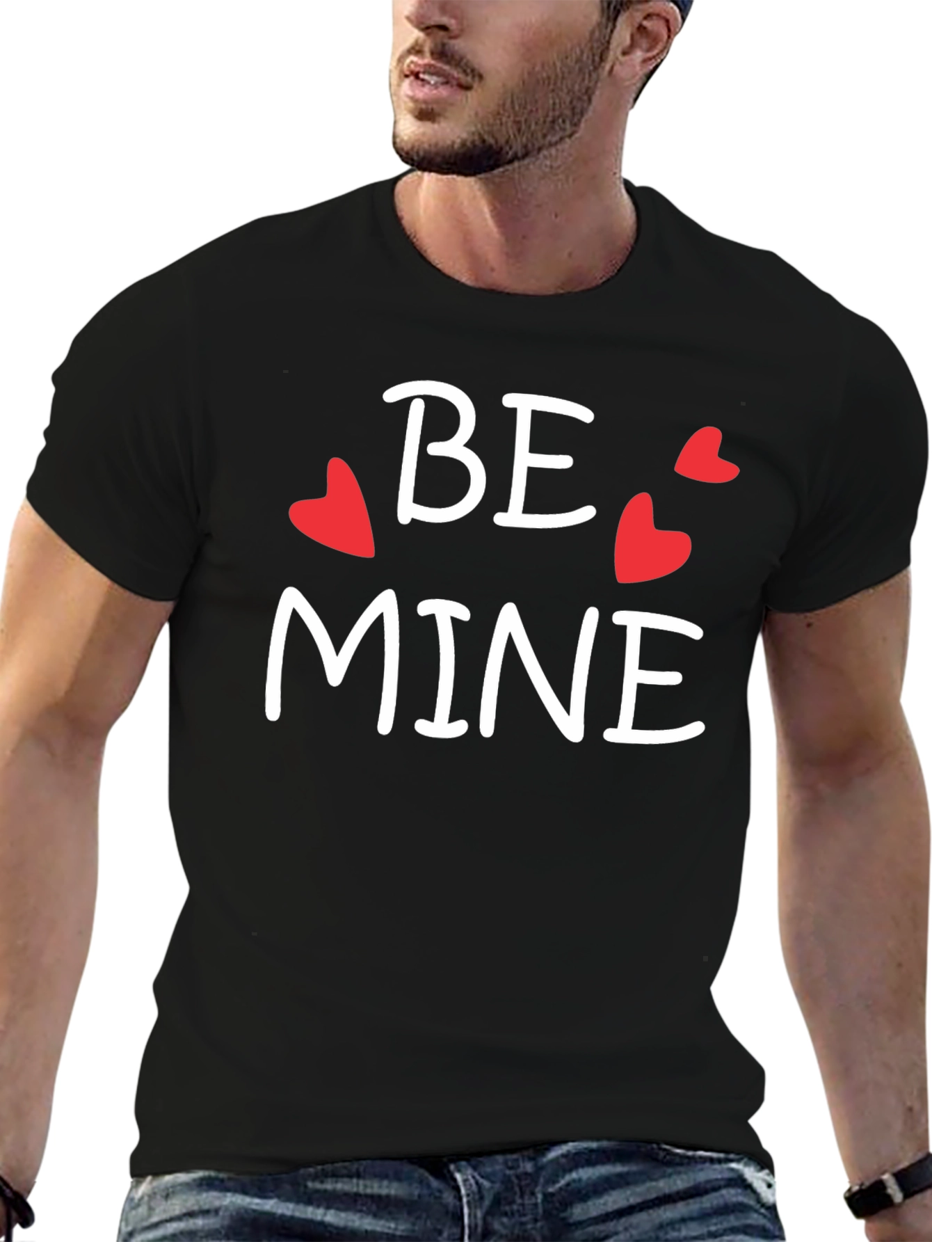 Be Mine Valentines Day Graphic Tee - Black Cotton