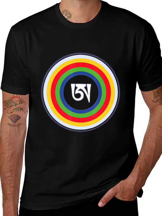 Tibetan Symbol T-Shirt -  Colorful Om Mani Padme Hum Design