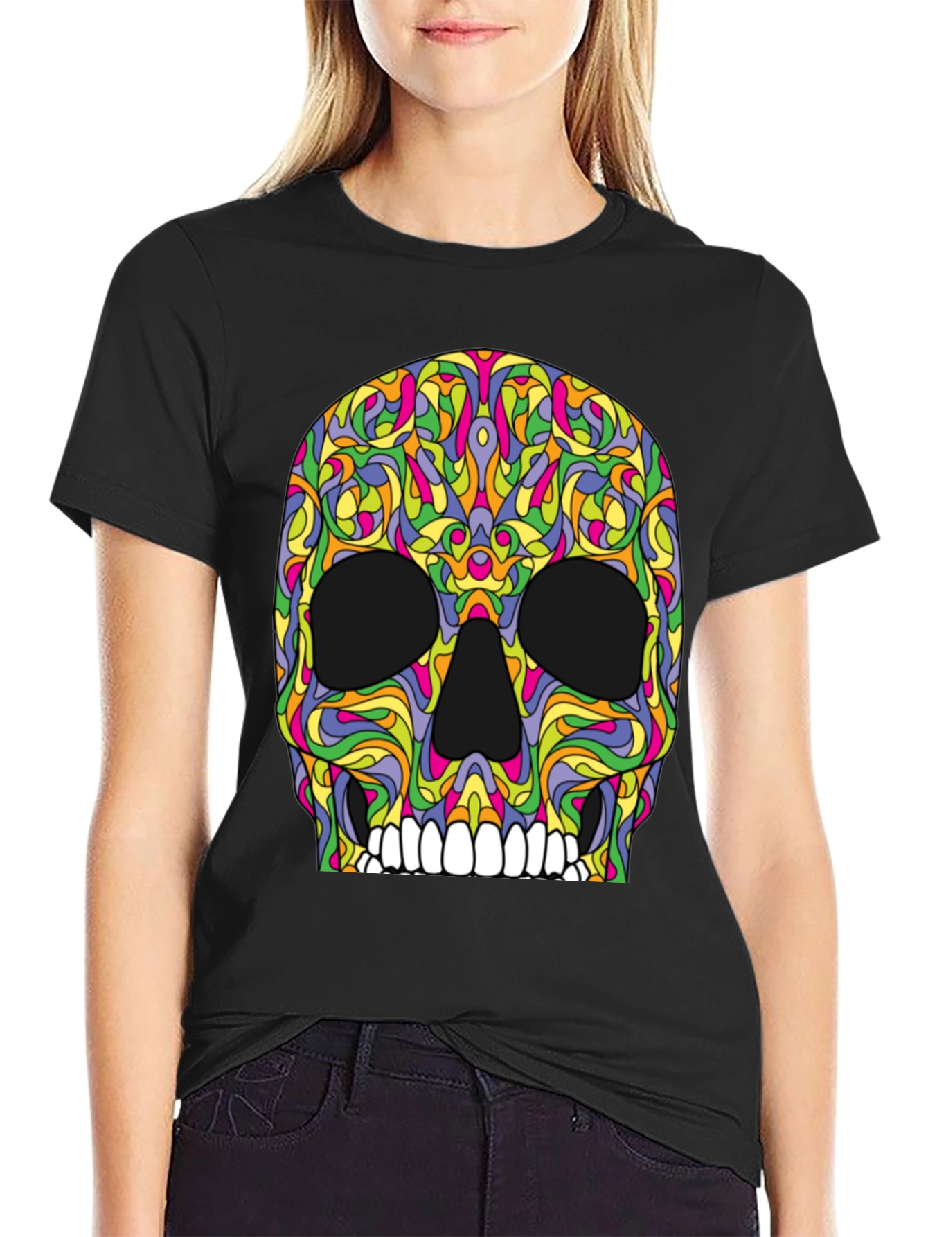Psychedelic Skull T-Shirt - Black Graphic Tee