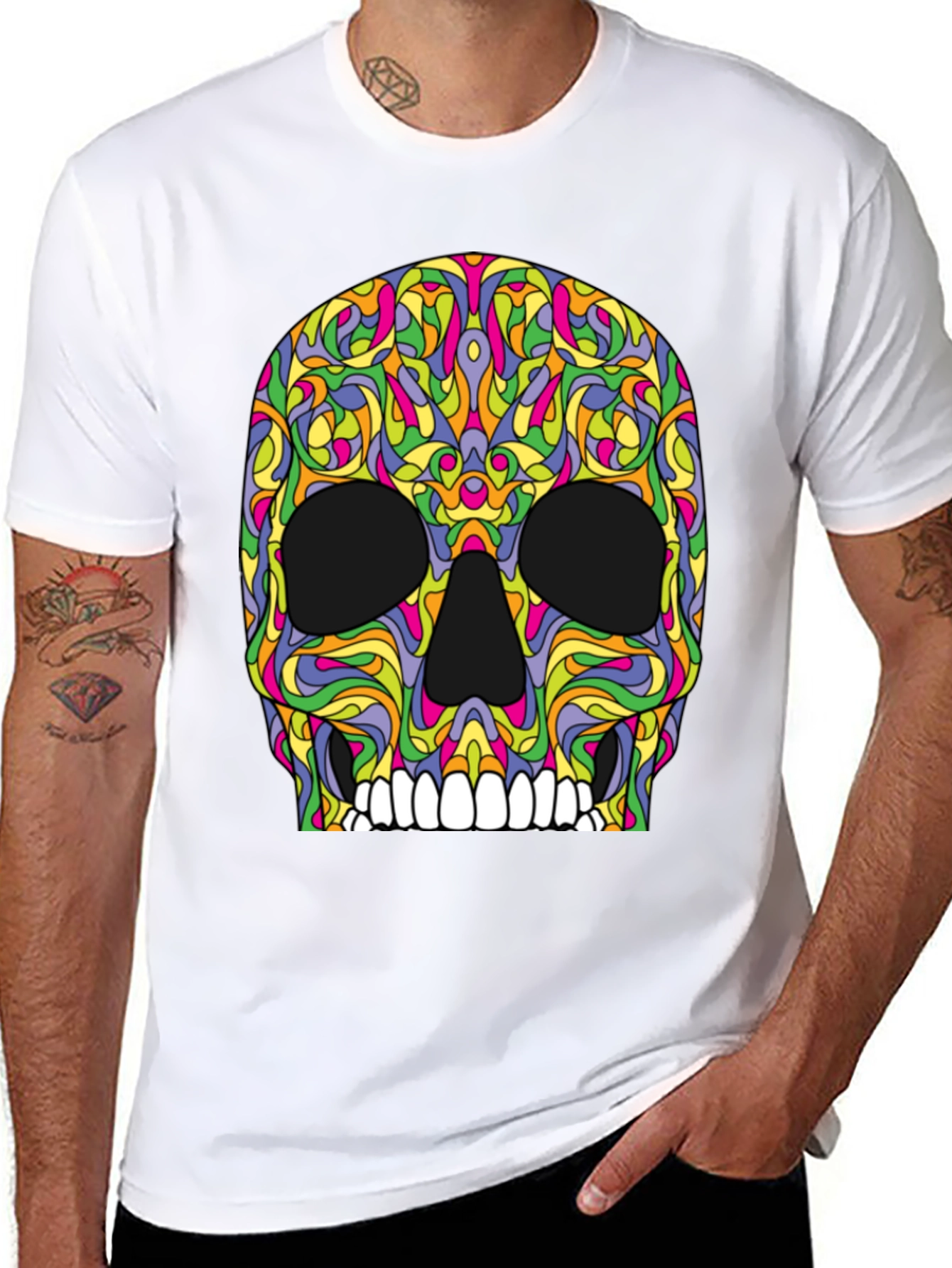 Psychedelic Skull T-Shirt - Black Graphic Tee