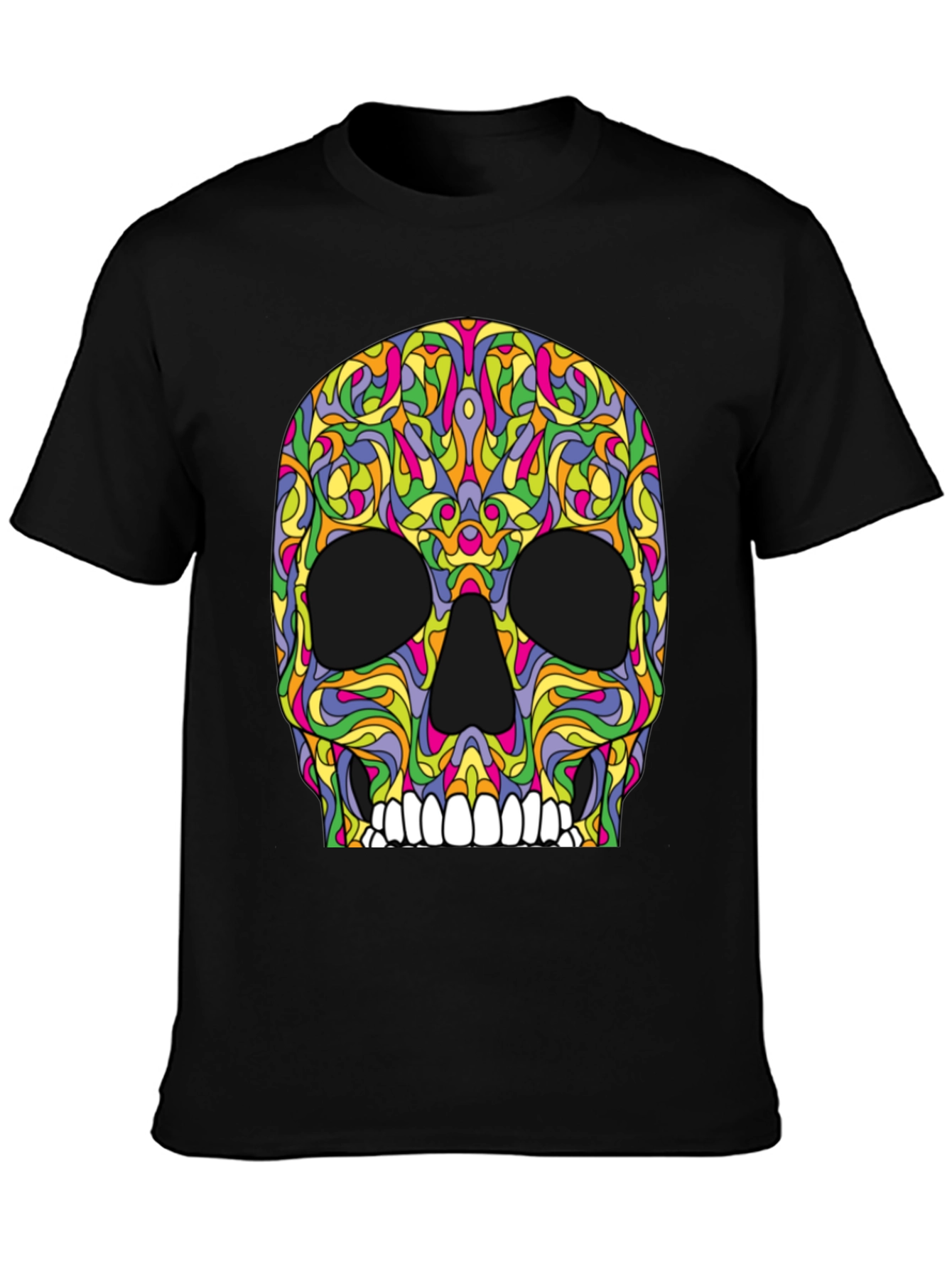 Psychedelic Skull T-Shirt - Black Graphic Tee