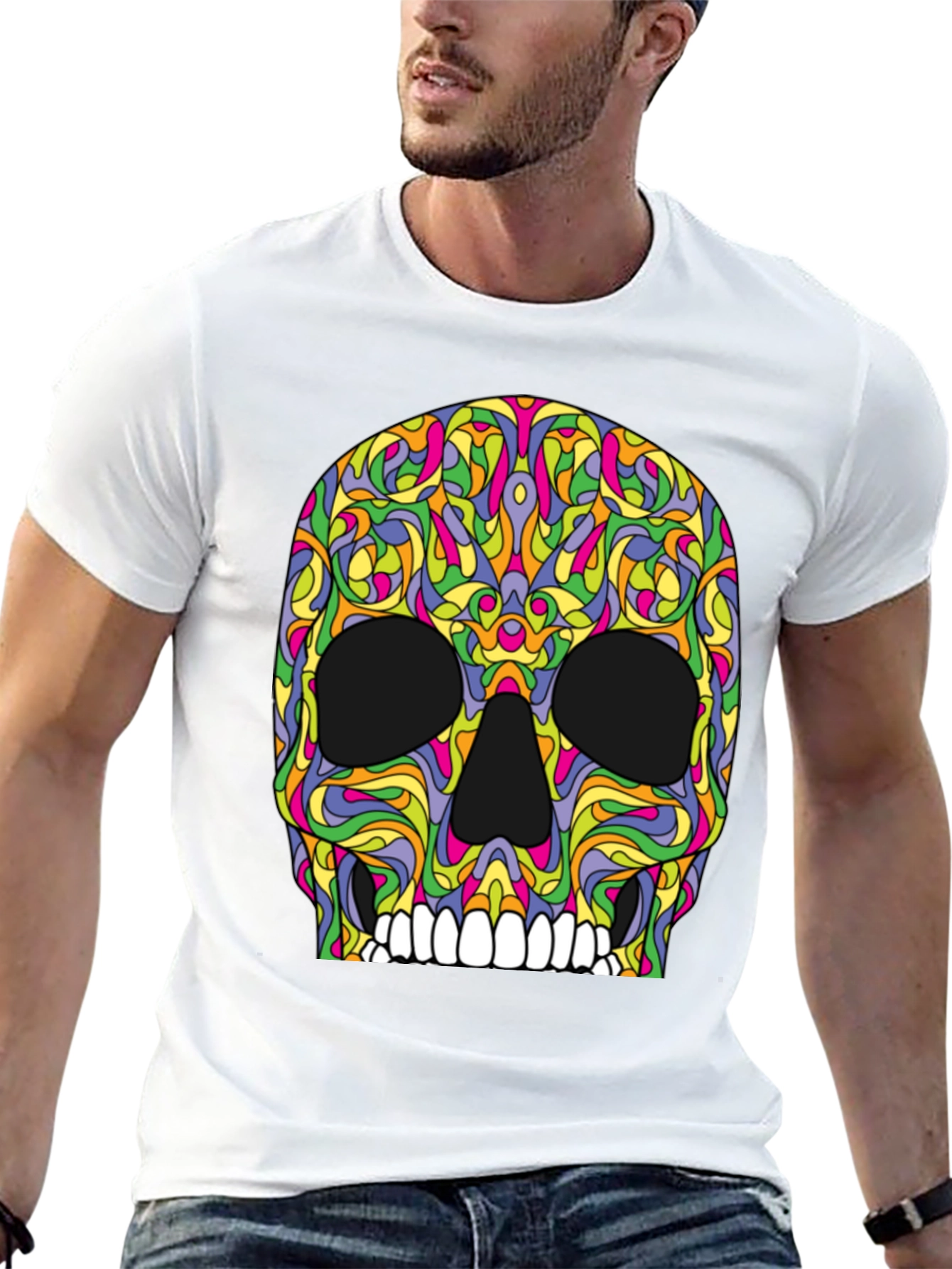 Psychedelic Skull T-Shirt - Black Graphic Tee